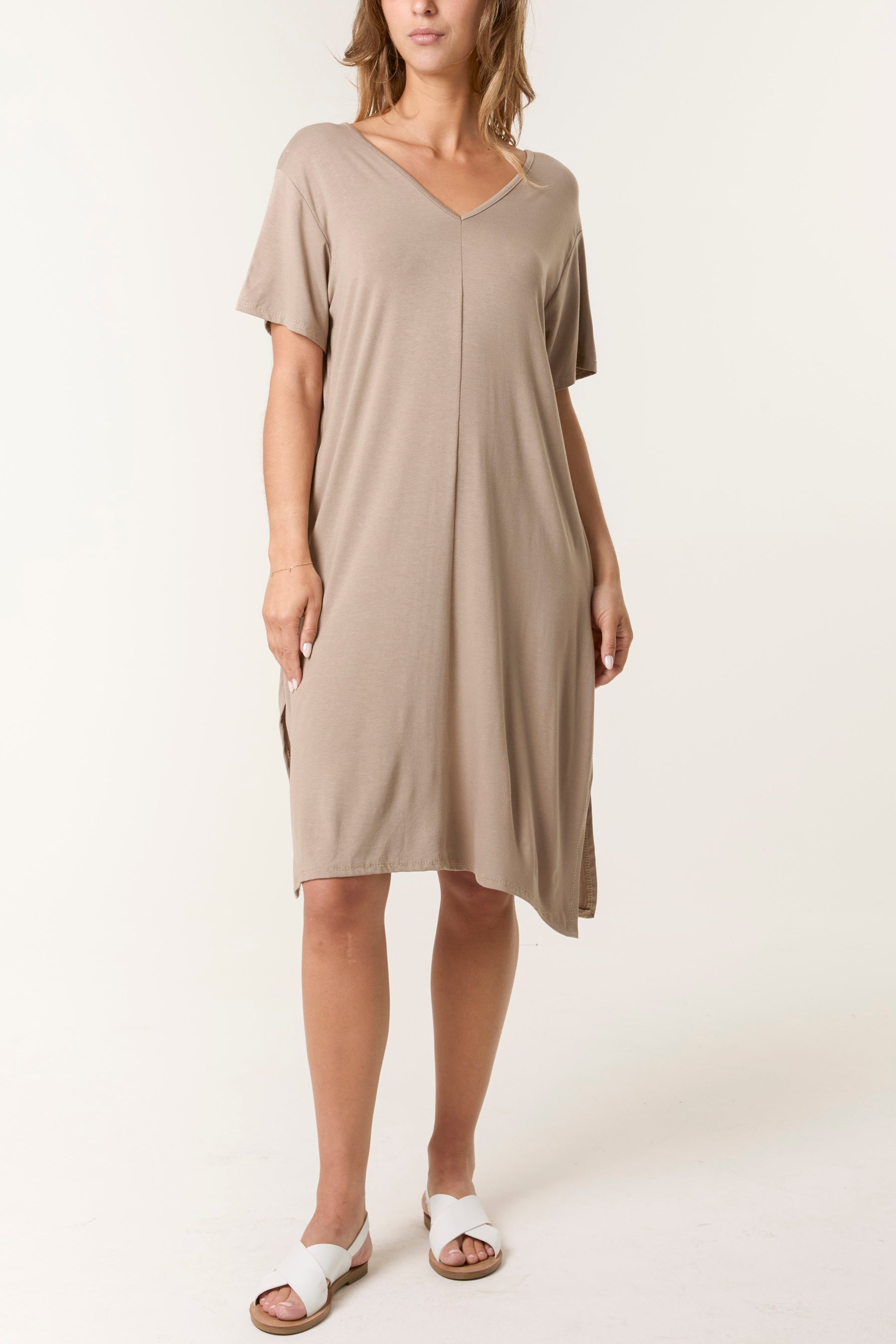 Double V-Neck Stretchy Dress
