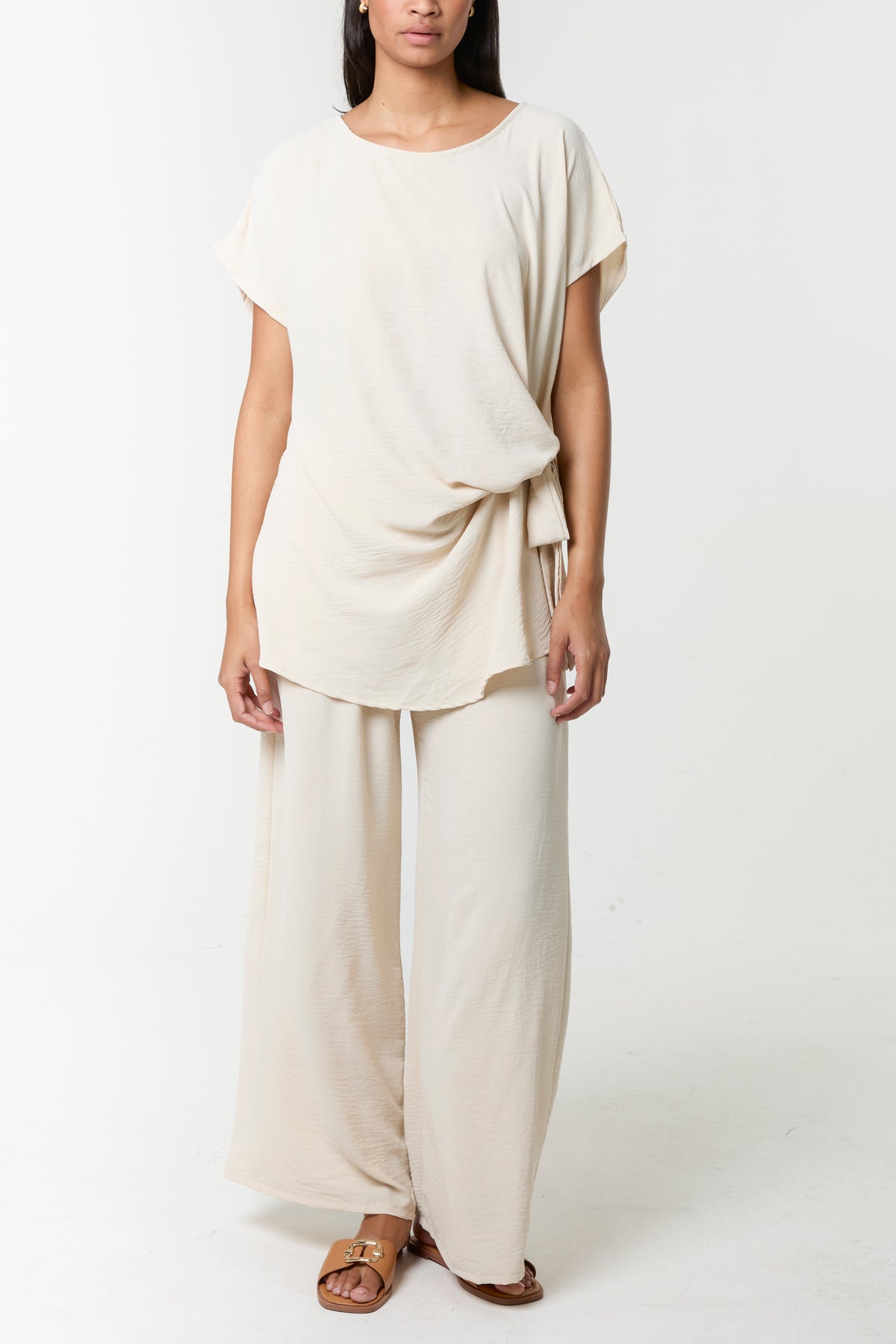 Tie Front Top & Wide Leg Trouser Co-ord