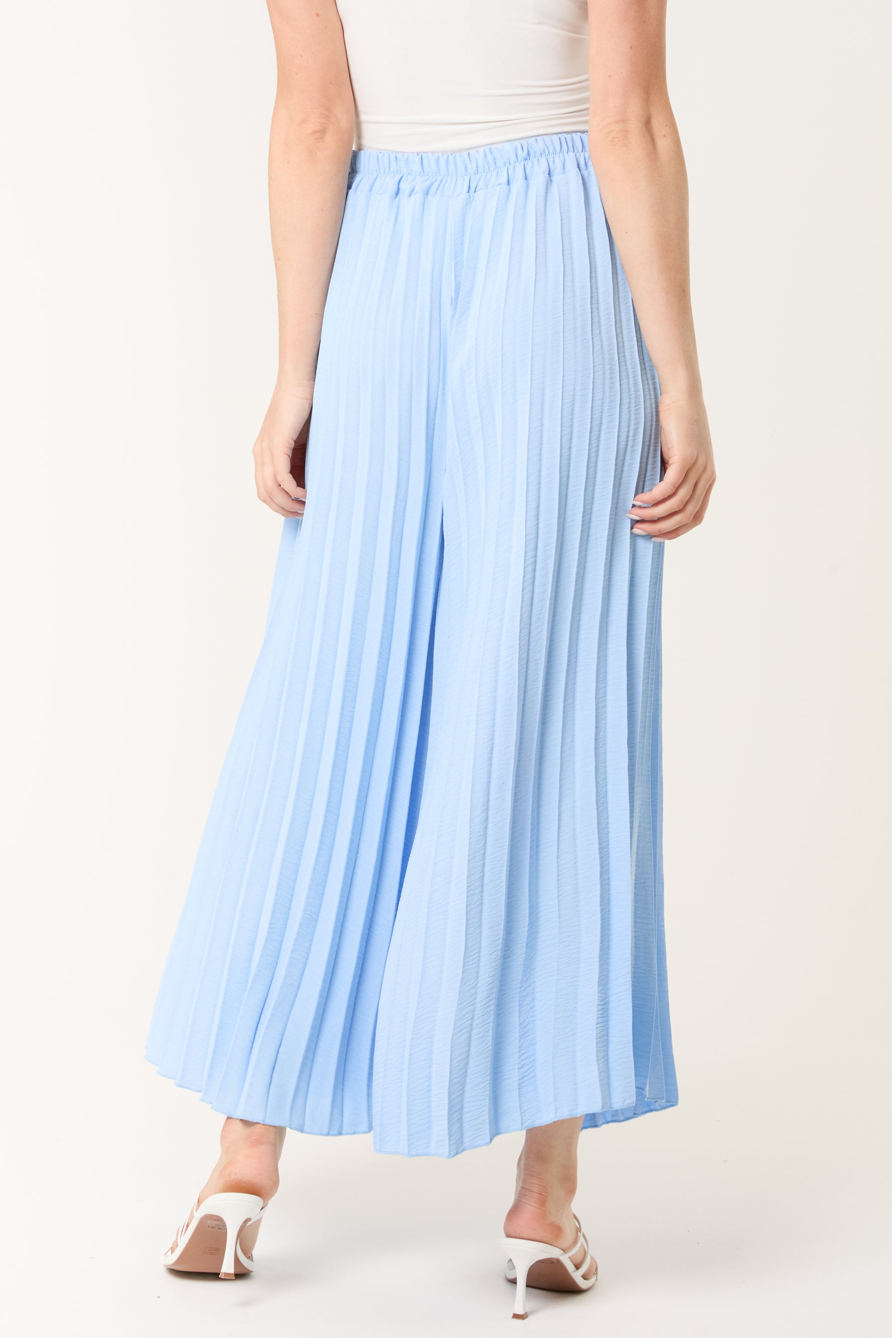 Wide Leg Plisse Trousers