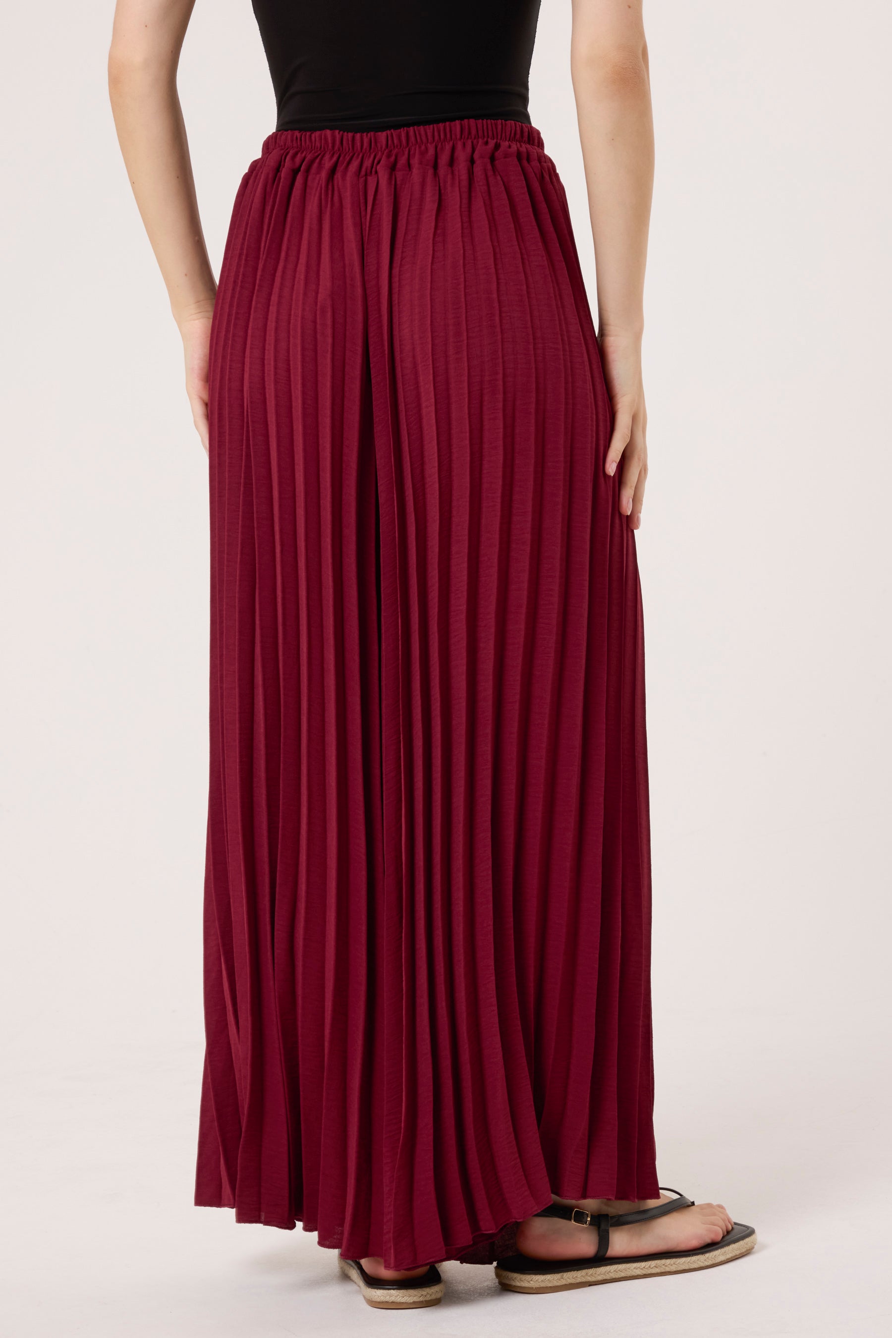 Wide Leg Plisse Trousers