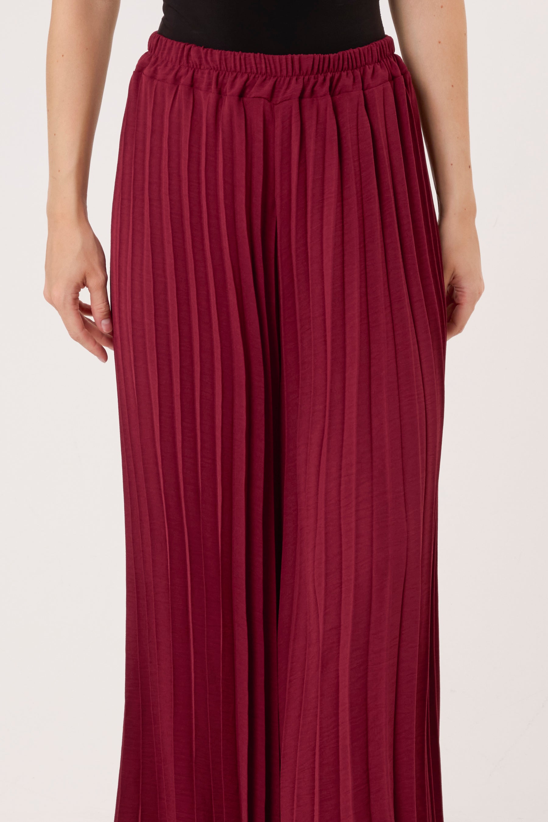 Wide Leg Plisse Trousers