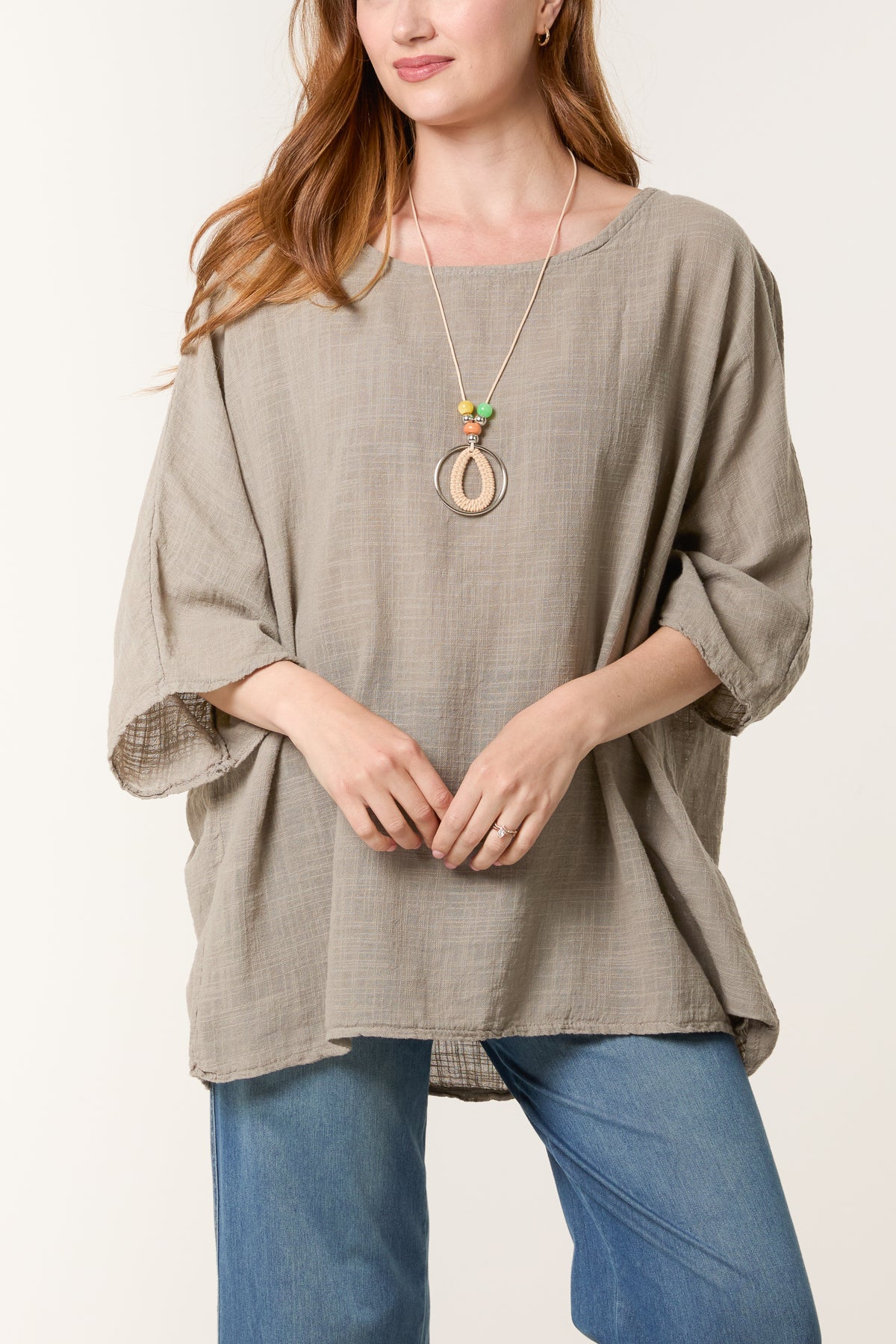 Necklace Pure Cotton Round Neck Top