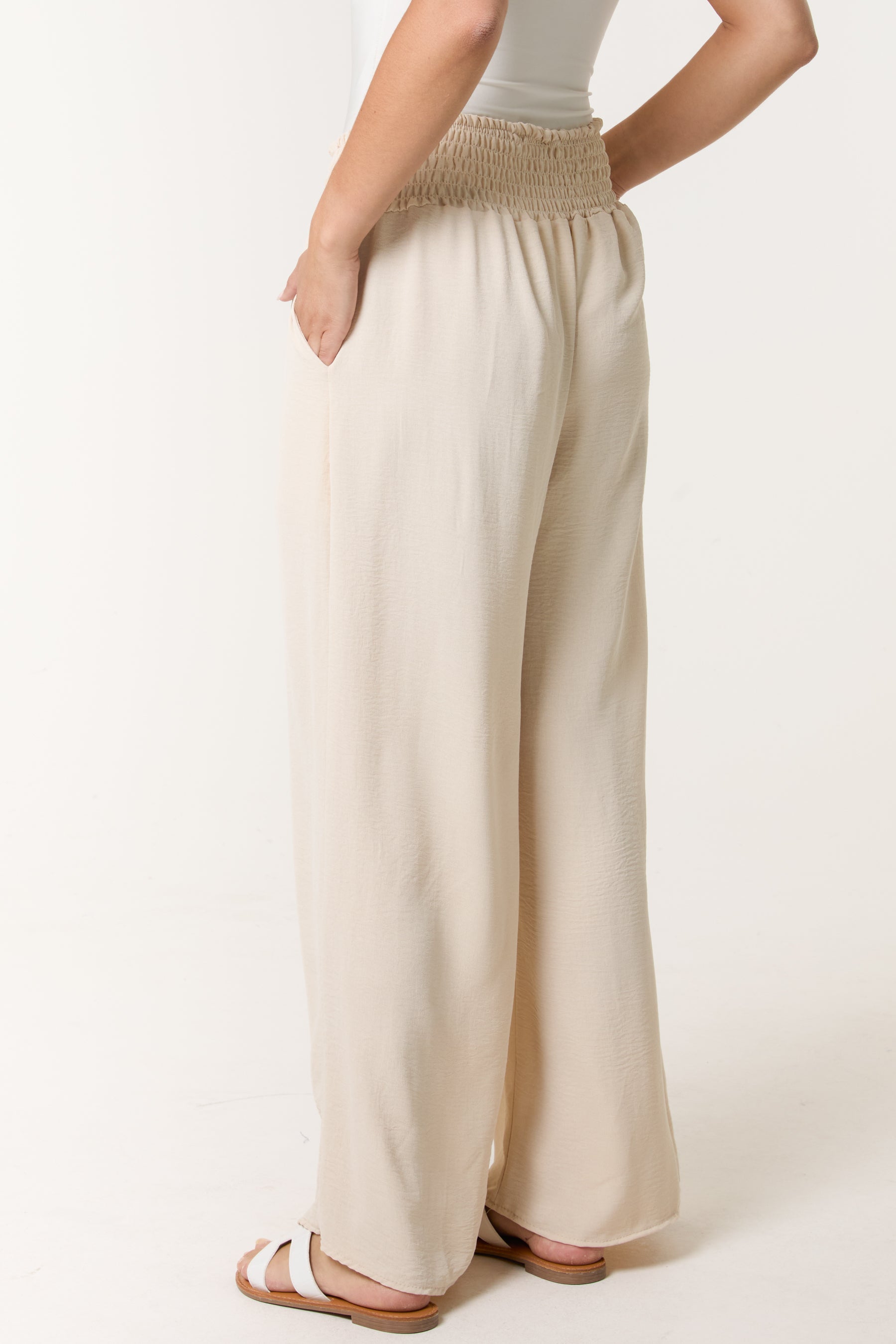 Elasticated Waist Wide Leg Trousers