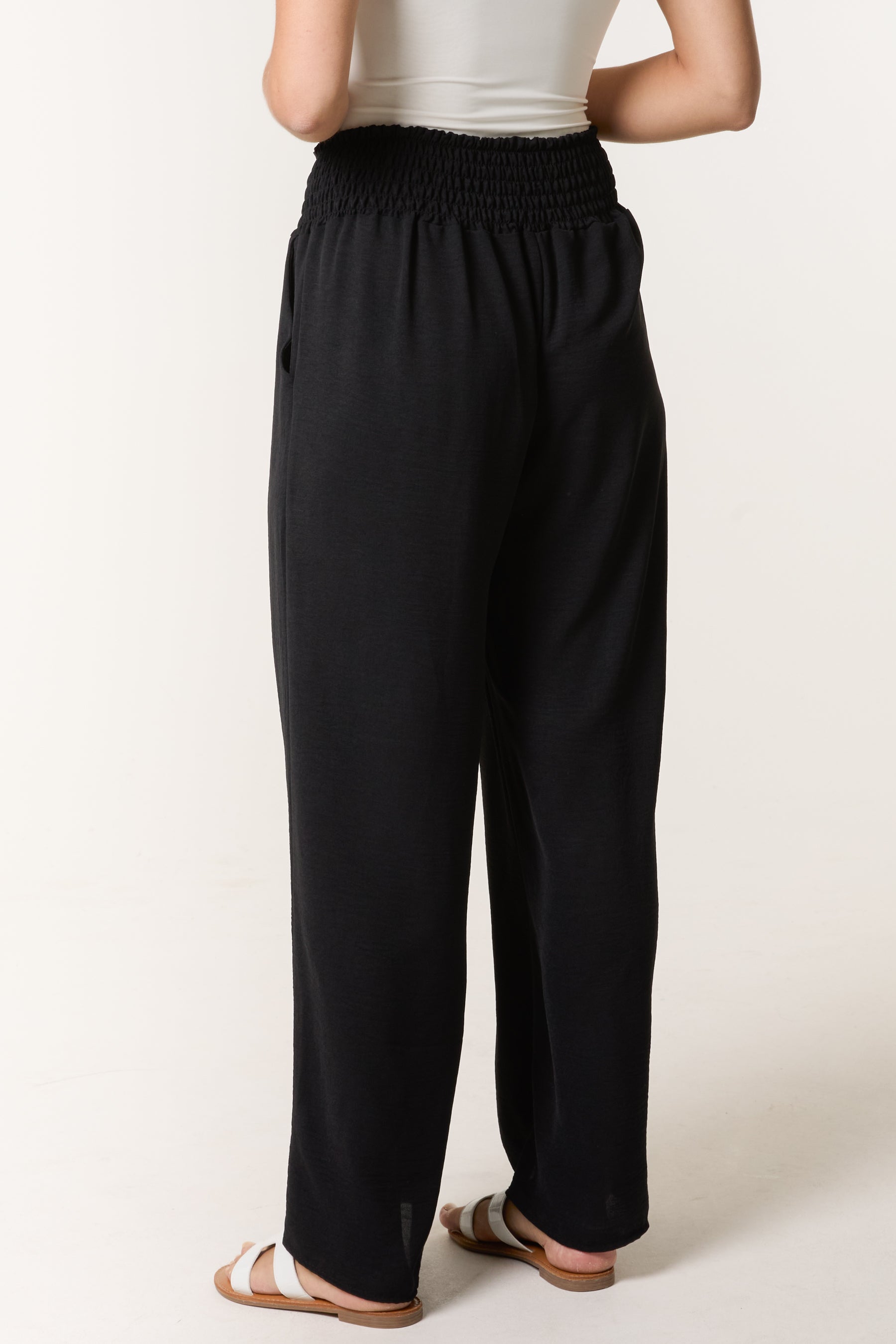 Elasticated Waist Wide Leg Trousers