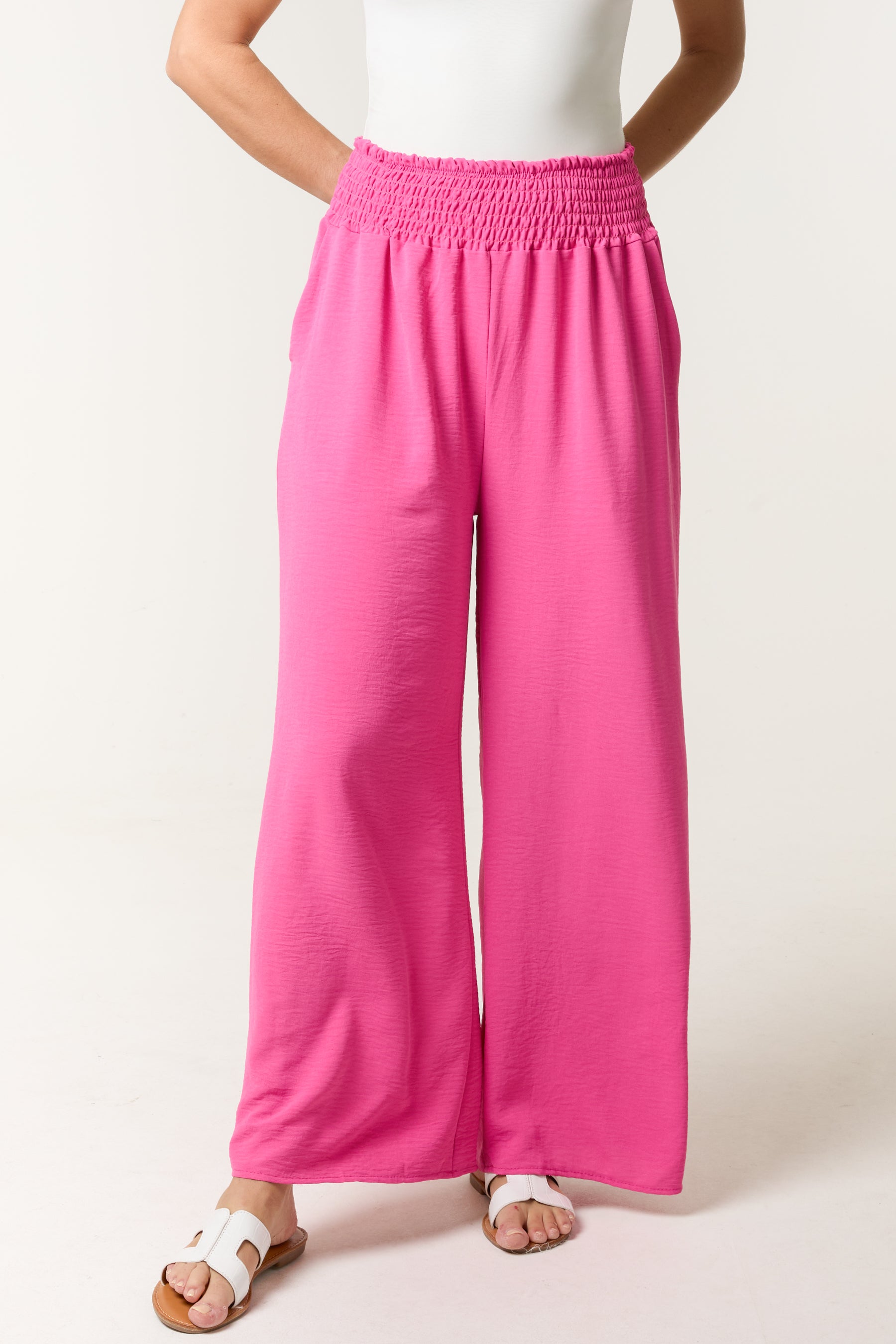 Elasticated Waist Wide Leg Trousers