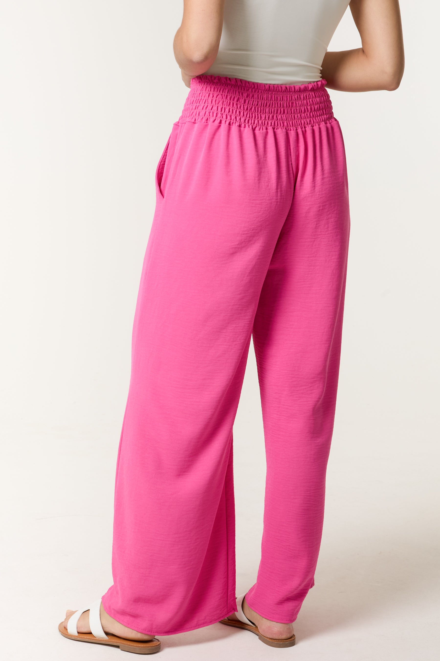 Elasticated Waist Wide Leg Trousers