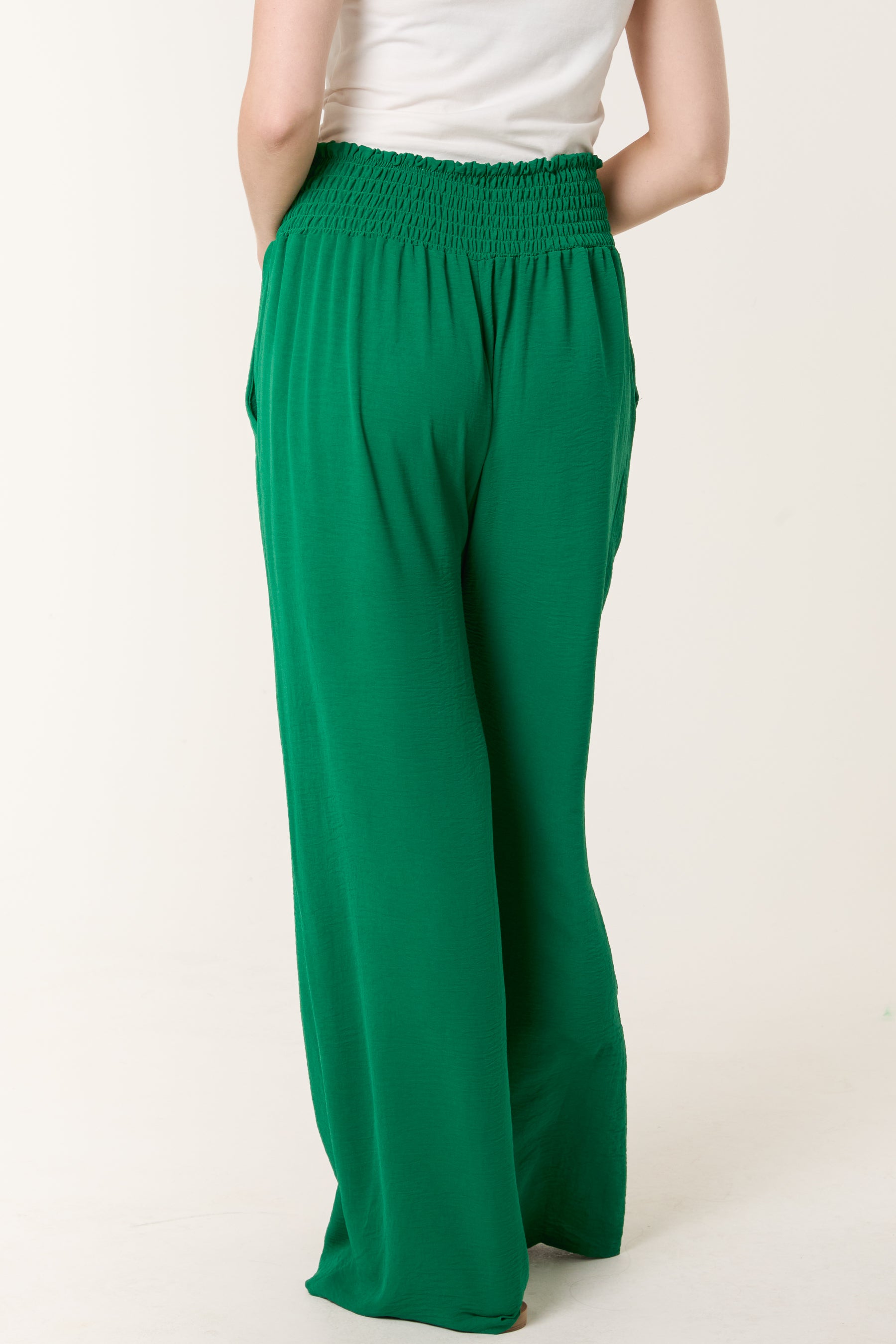 Elasticated Waist Wide Leg Trousers