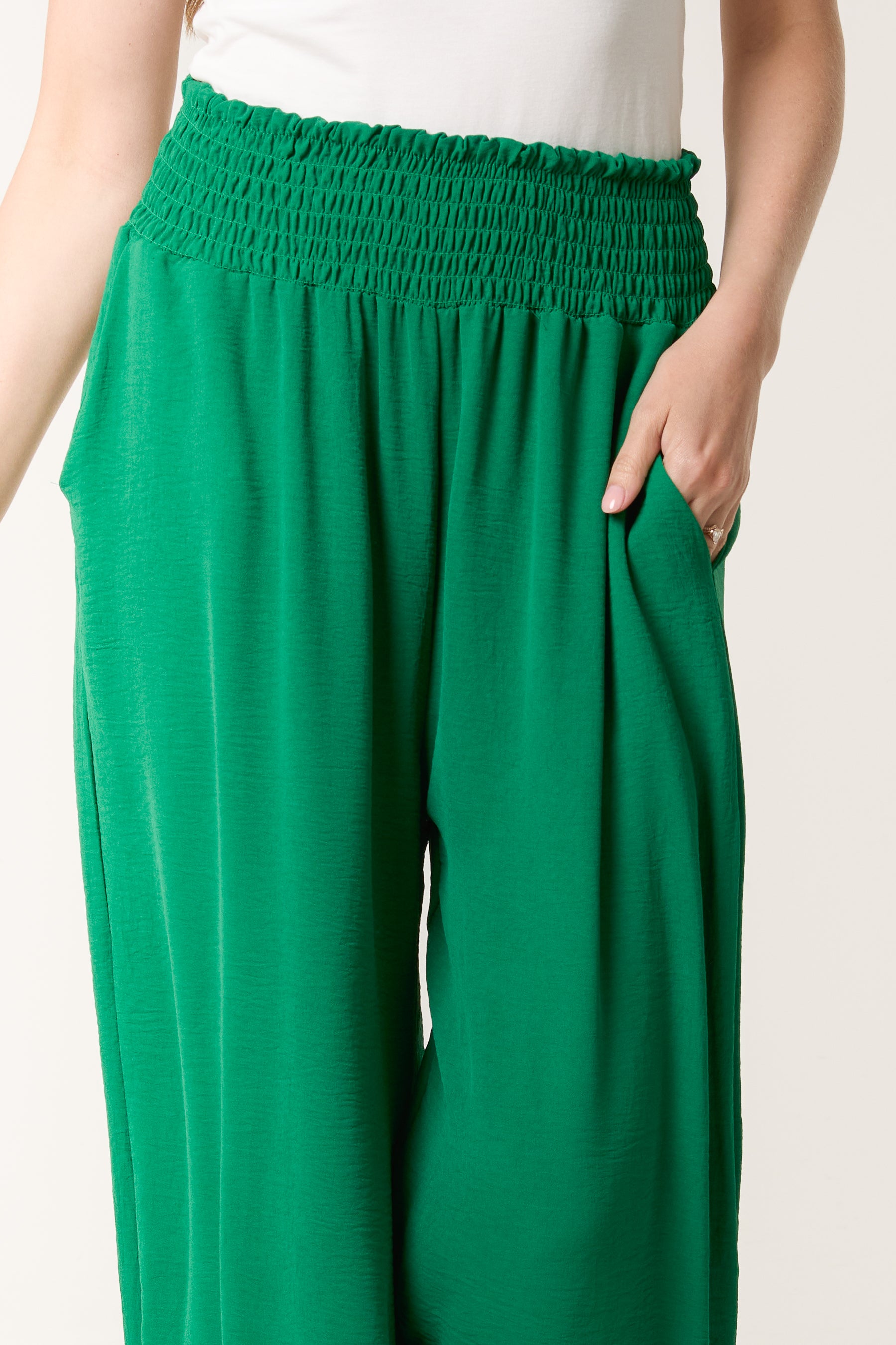 Elasticated Waist Wide Leg Trousers