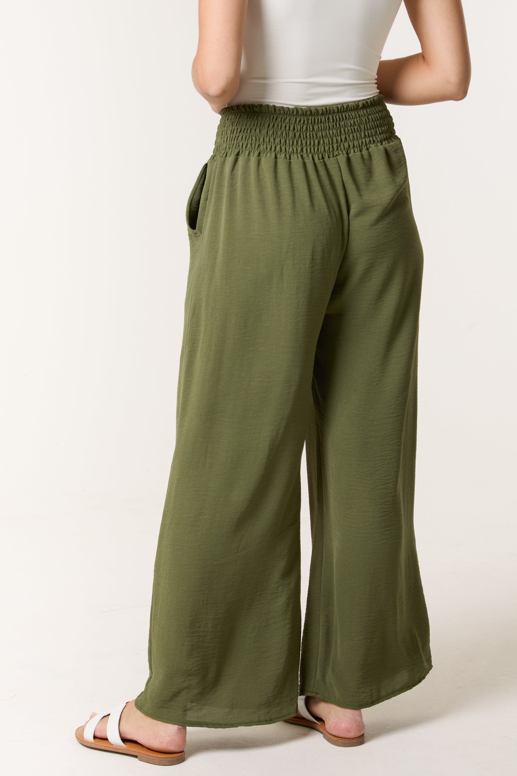 Elasticated Waist Wide Leg Trousers