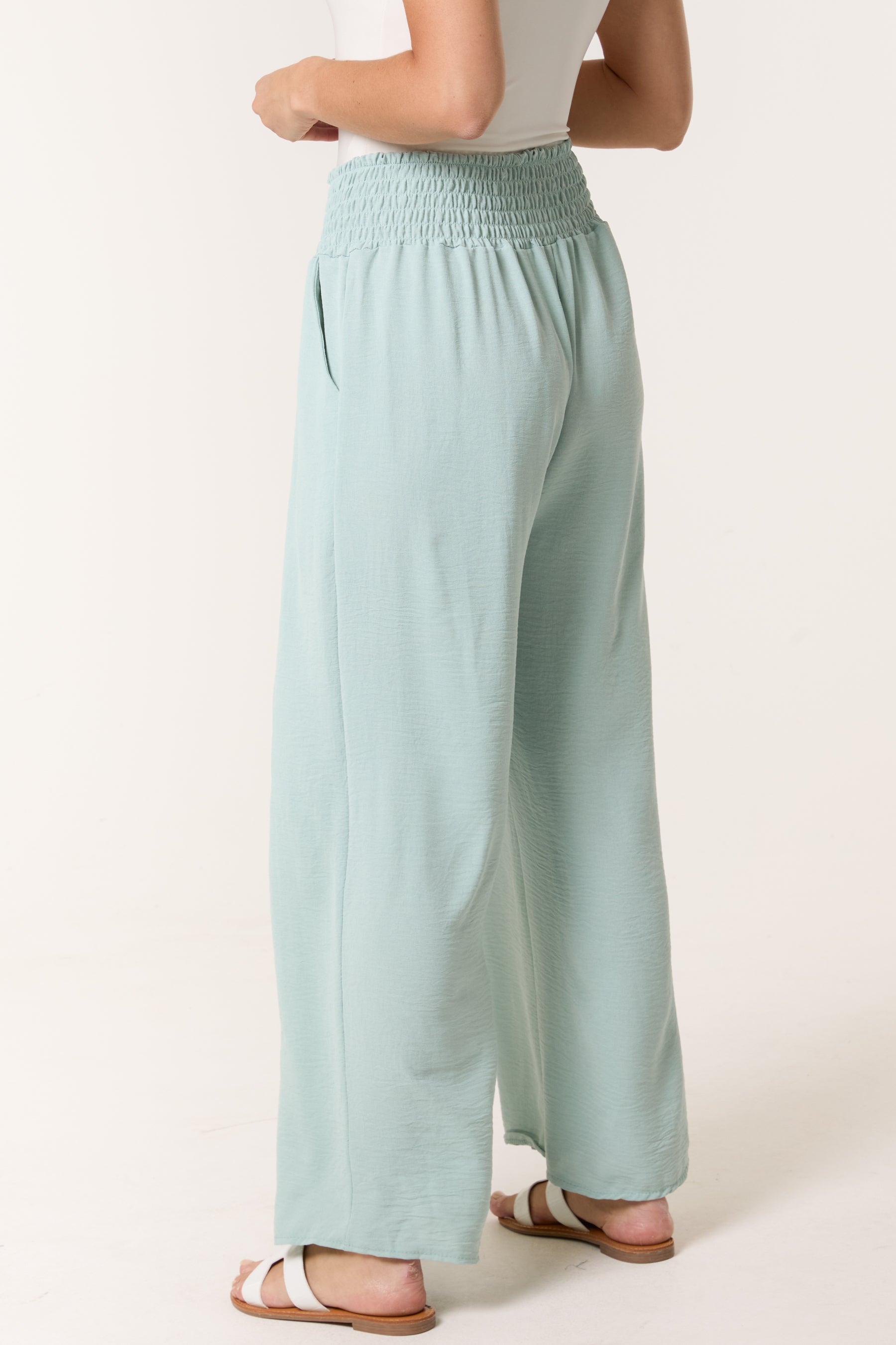 Elasticated Waist Wide Leg Trousers
