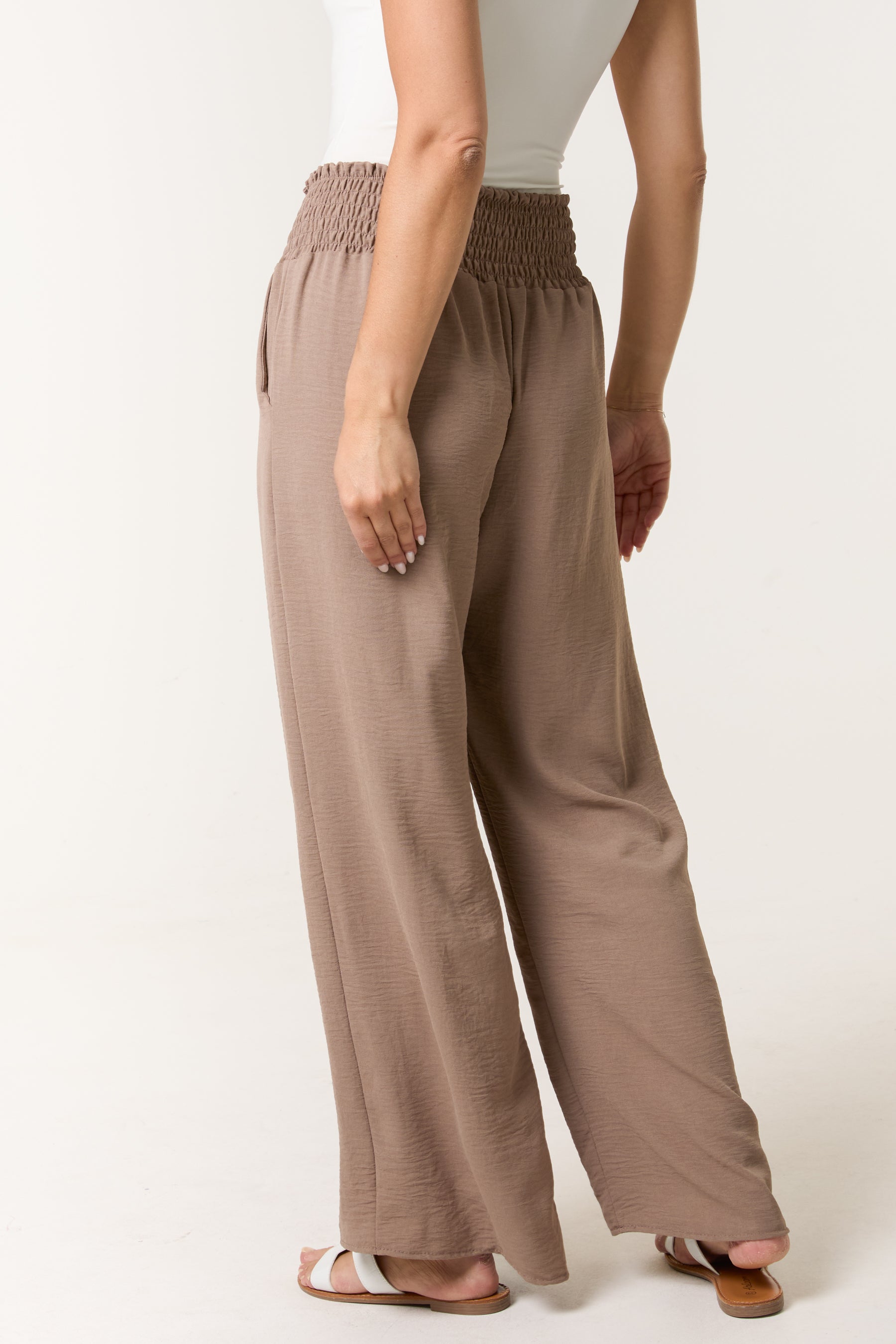 Elasticated Waist Wide Leg Trousers