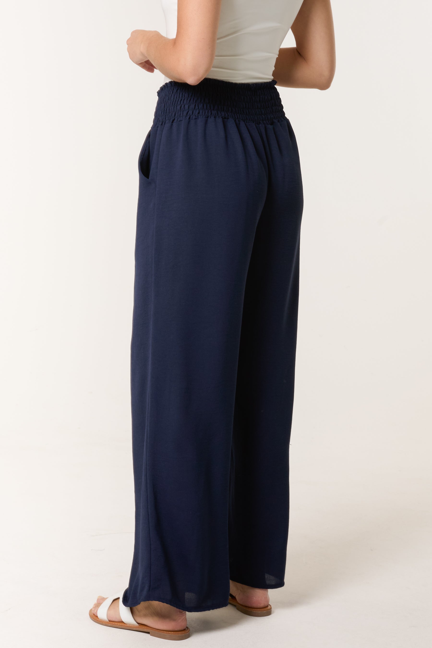 Elasticated Waist Wide Leg Trousers