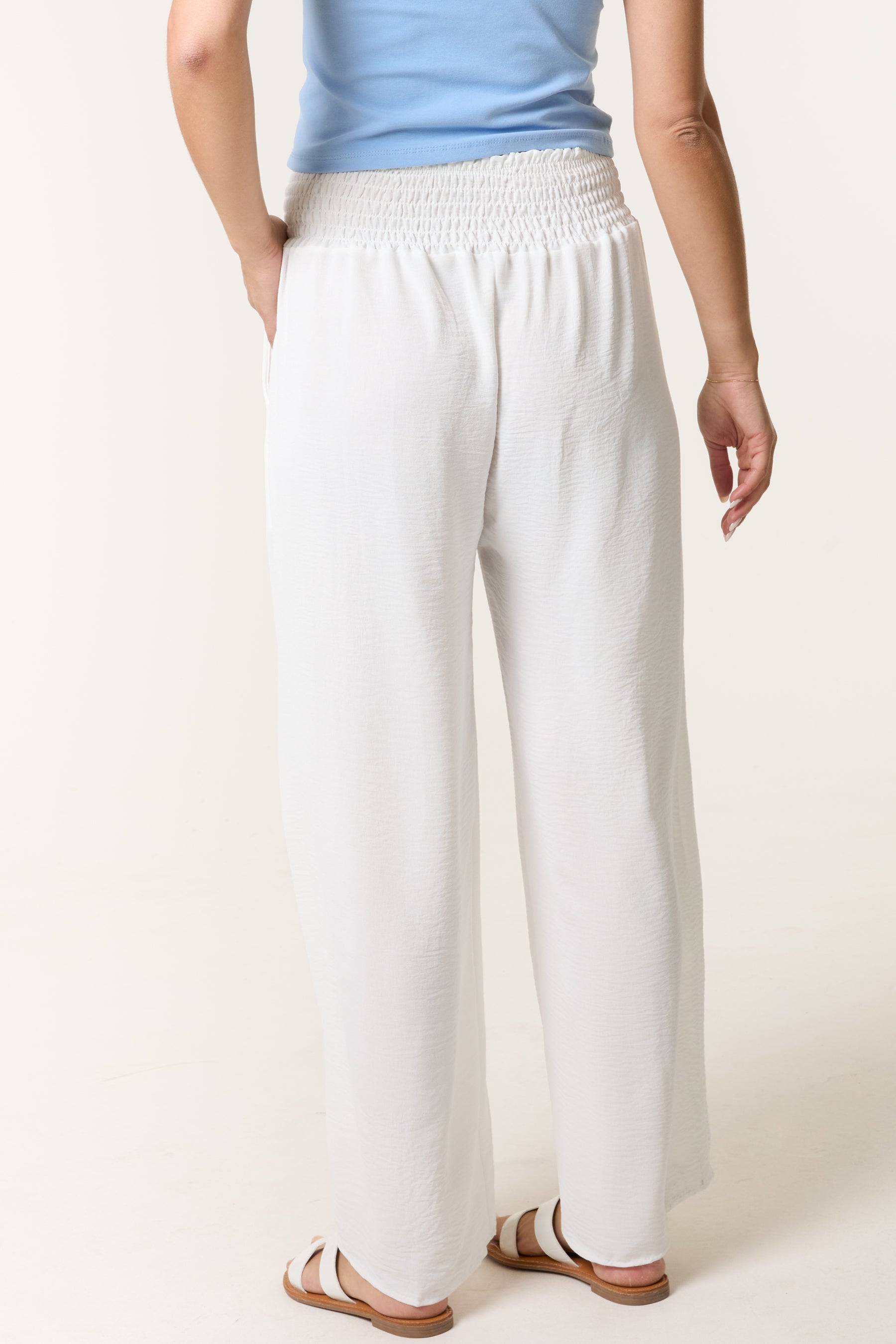 Elasticated Waist Wide Leg Trousers