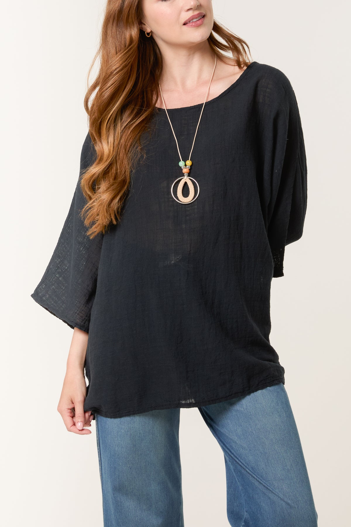 Necklace Pure Cotton Round Neck Top