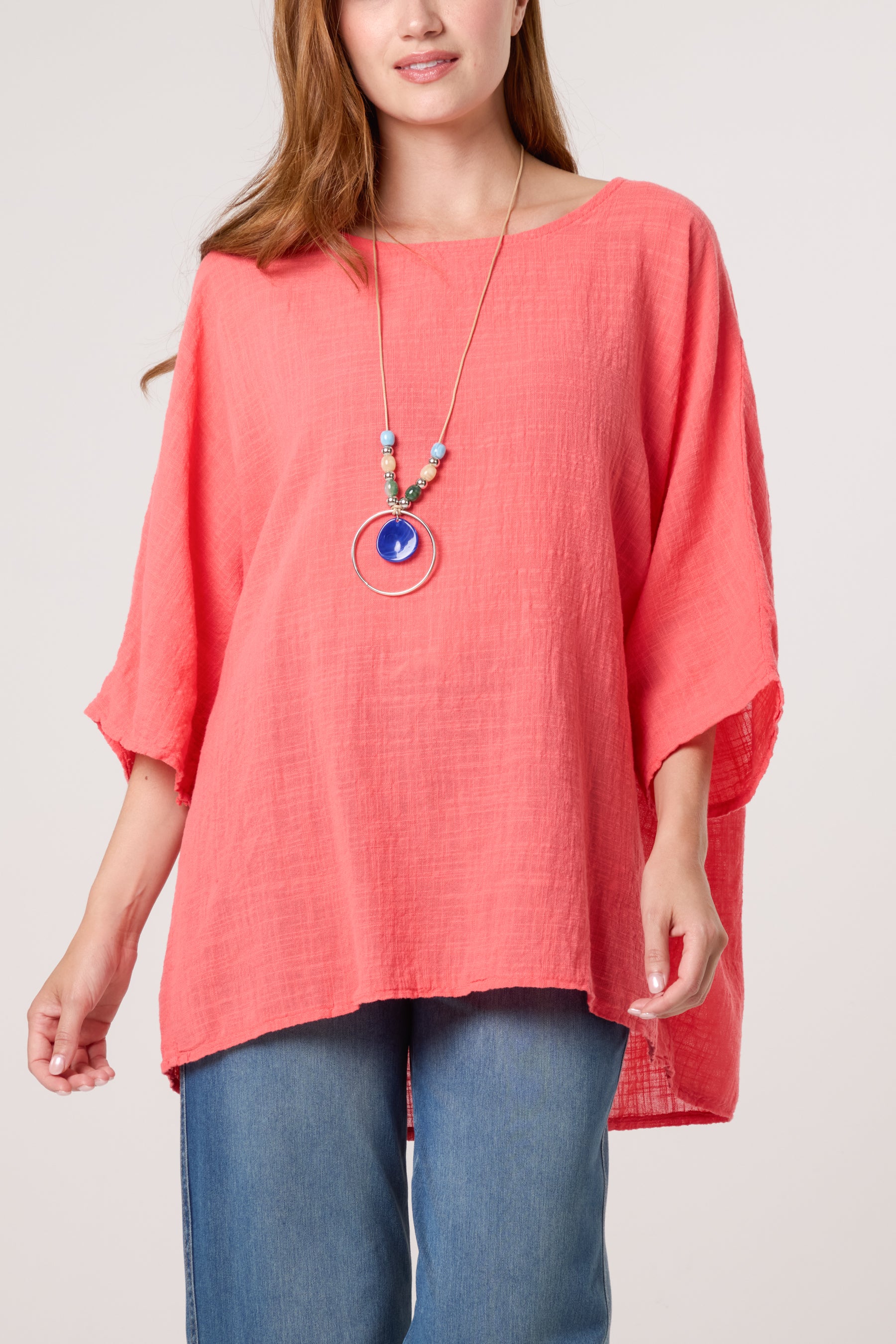 Necklace Pure Cotton Round Neck Top