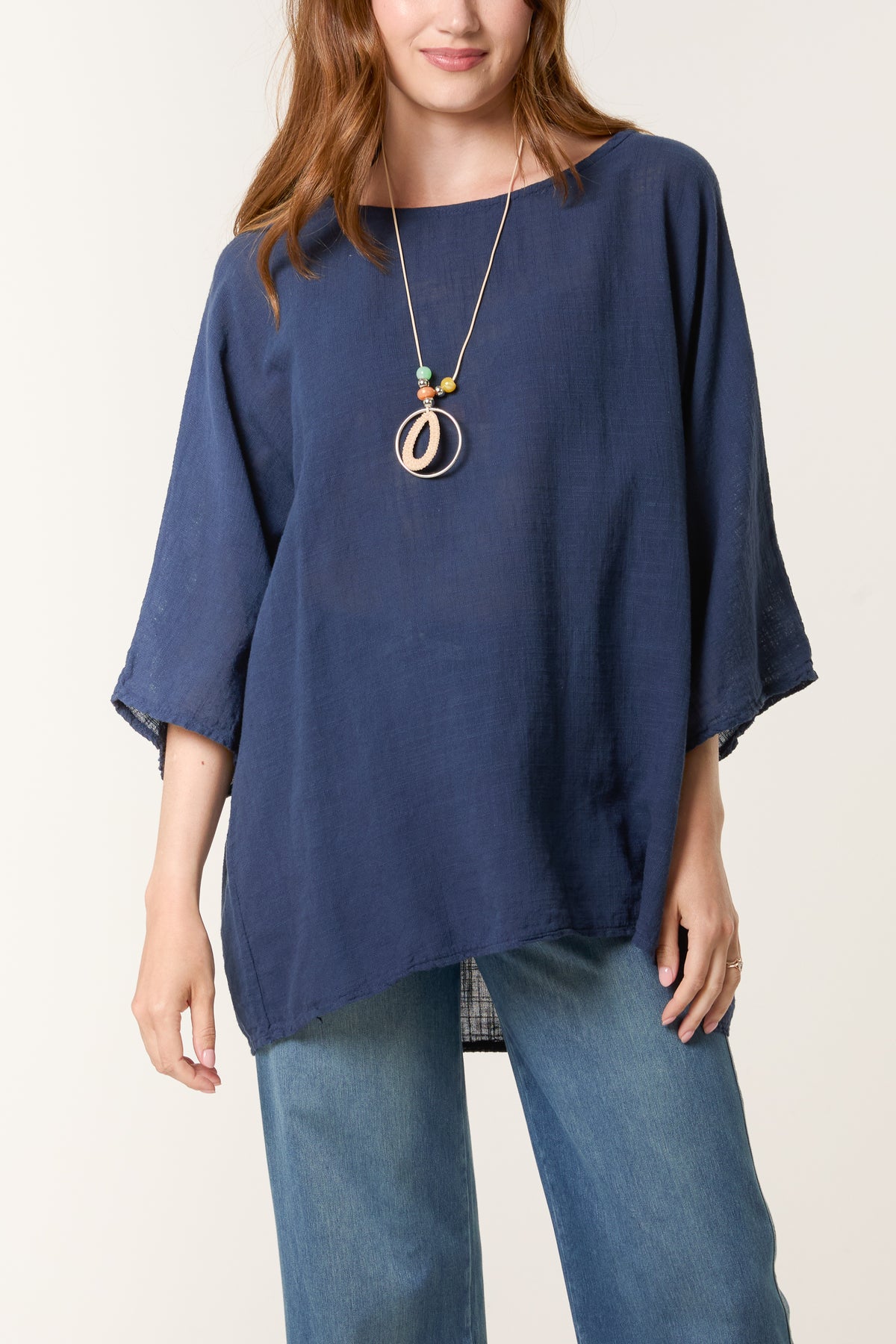 Necklace Pure Cotton Round Neck Top