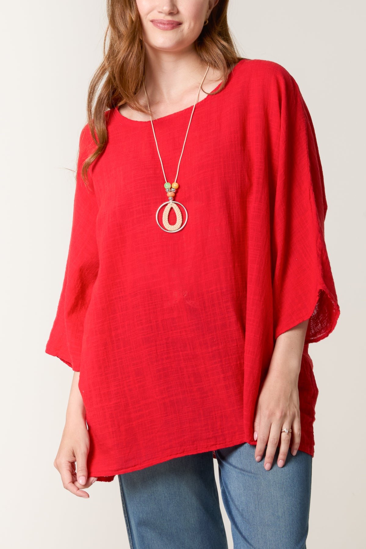 Necklace Pure Cotton Round Neck Top