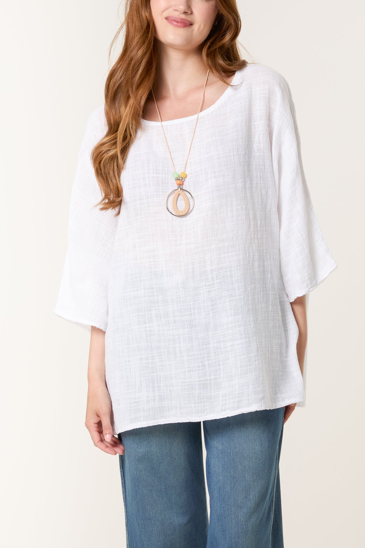 Necklace Pure Cotton Round Neck Top