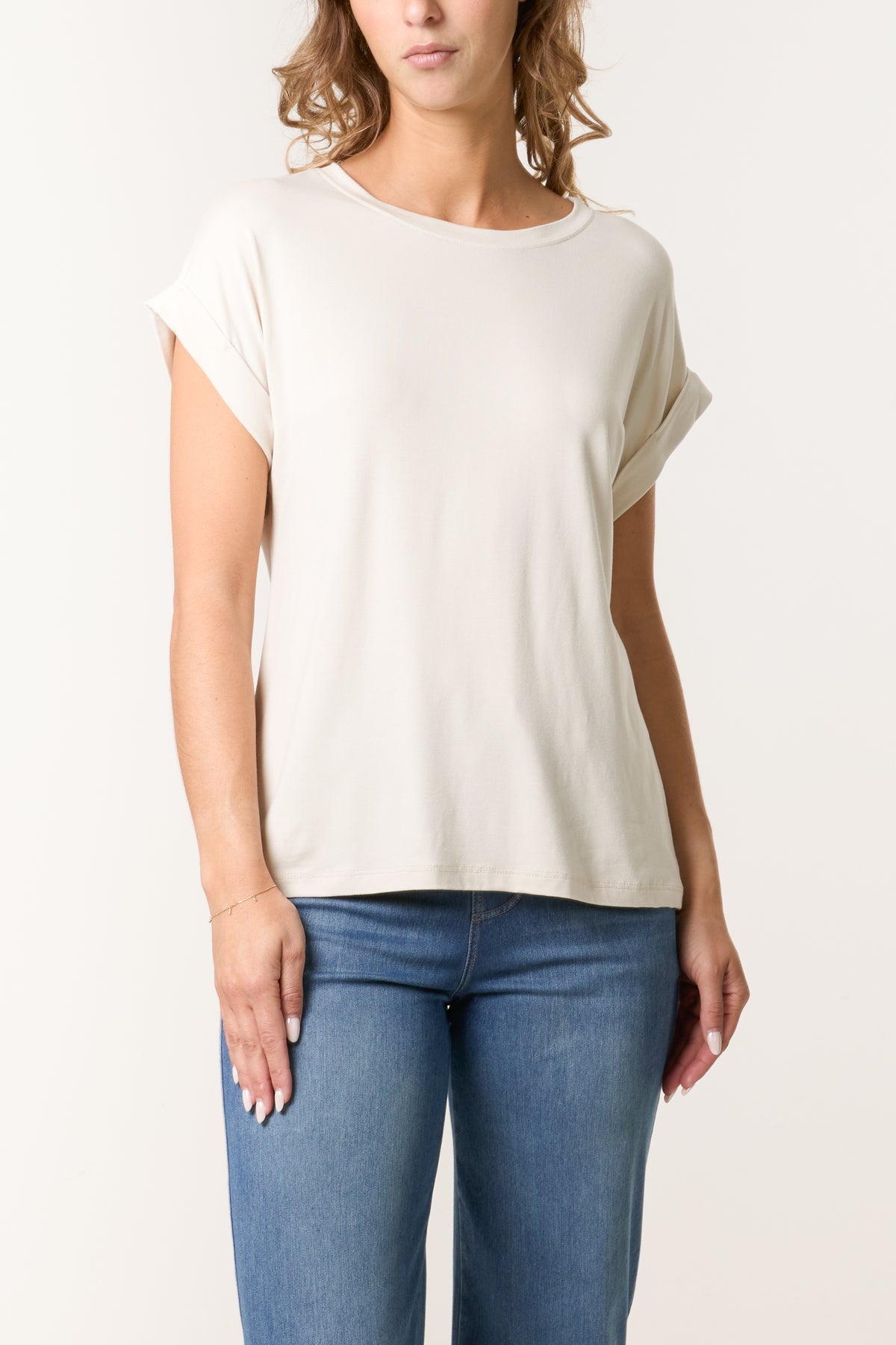 Stretchy Round Neck Short Sleeve T-Shirt