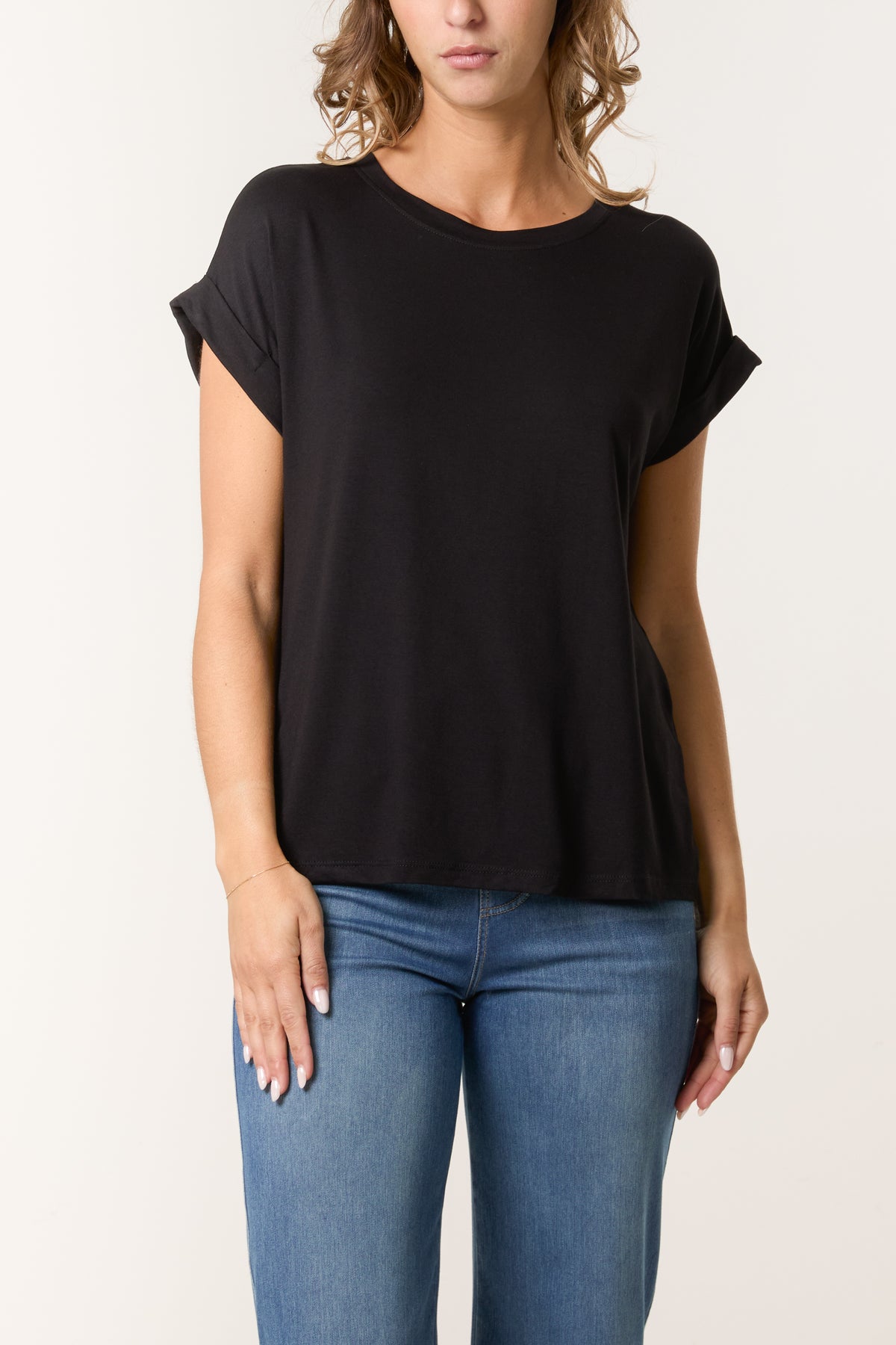 Stretchy Round Neck Short Sleeve T-Shirt
