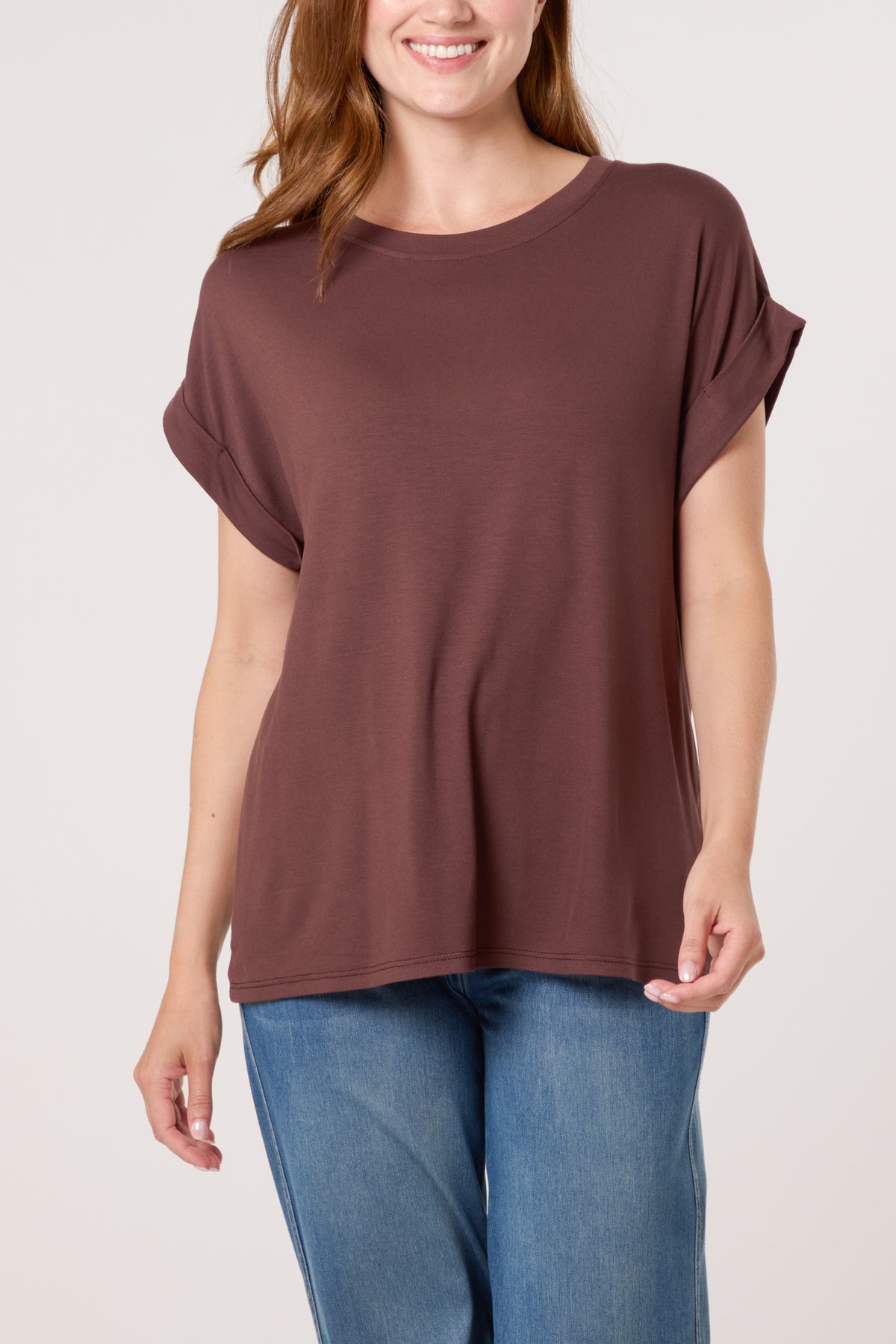Stretchy Round Neck Short Sleeve T-Shirt