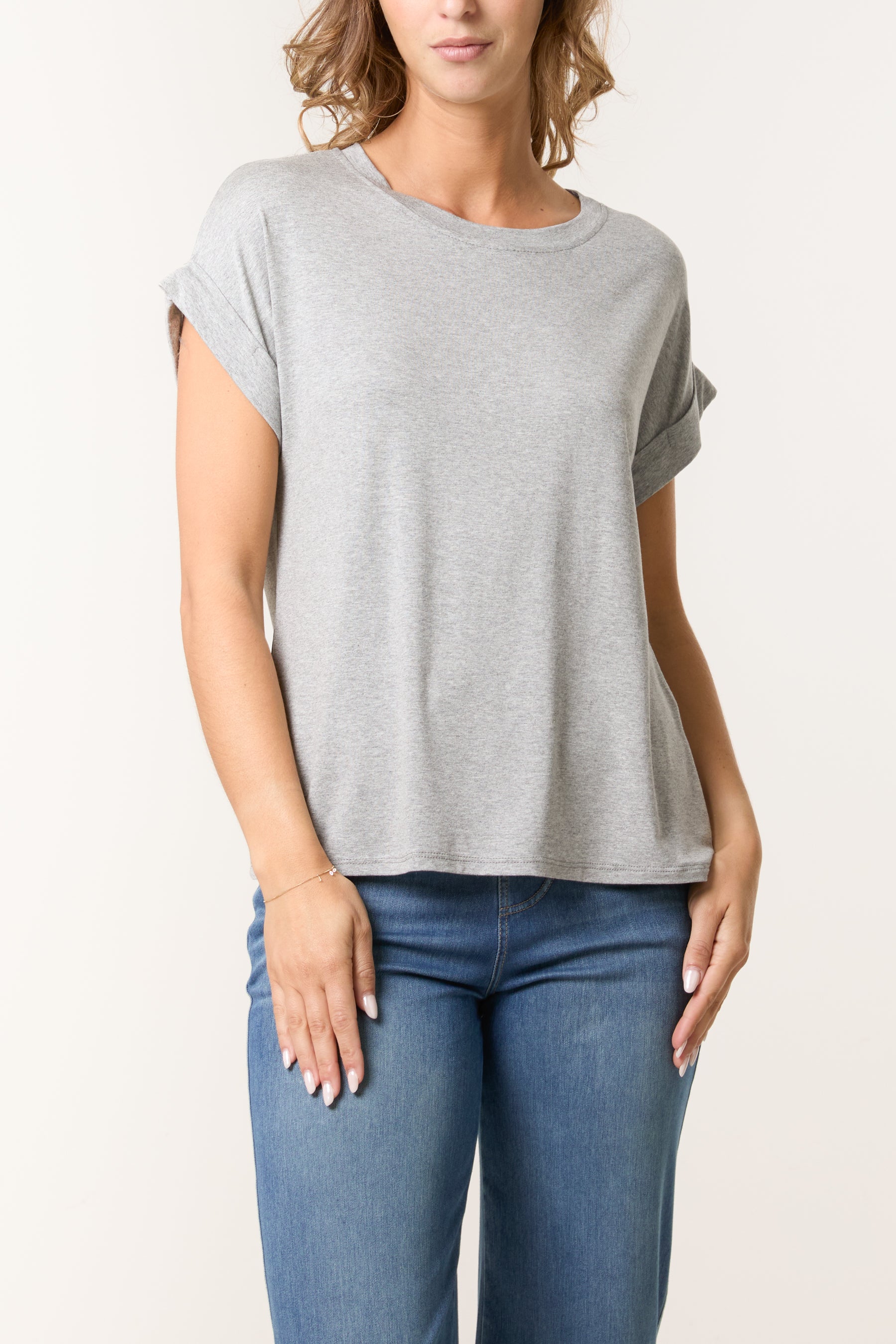 Stretchy Round Neck Short Sleeve T-Shirt