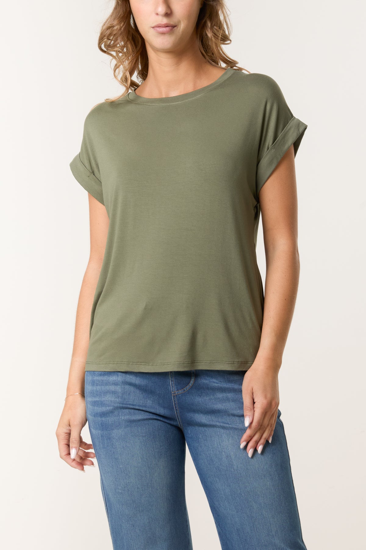 Stretchy Round Neck Short Sleeve T-Shirt