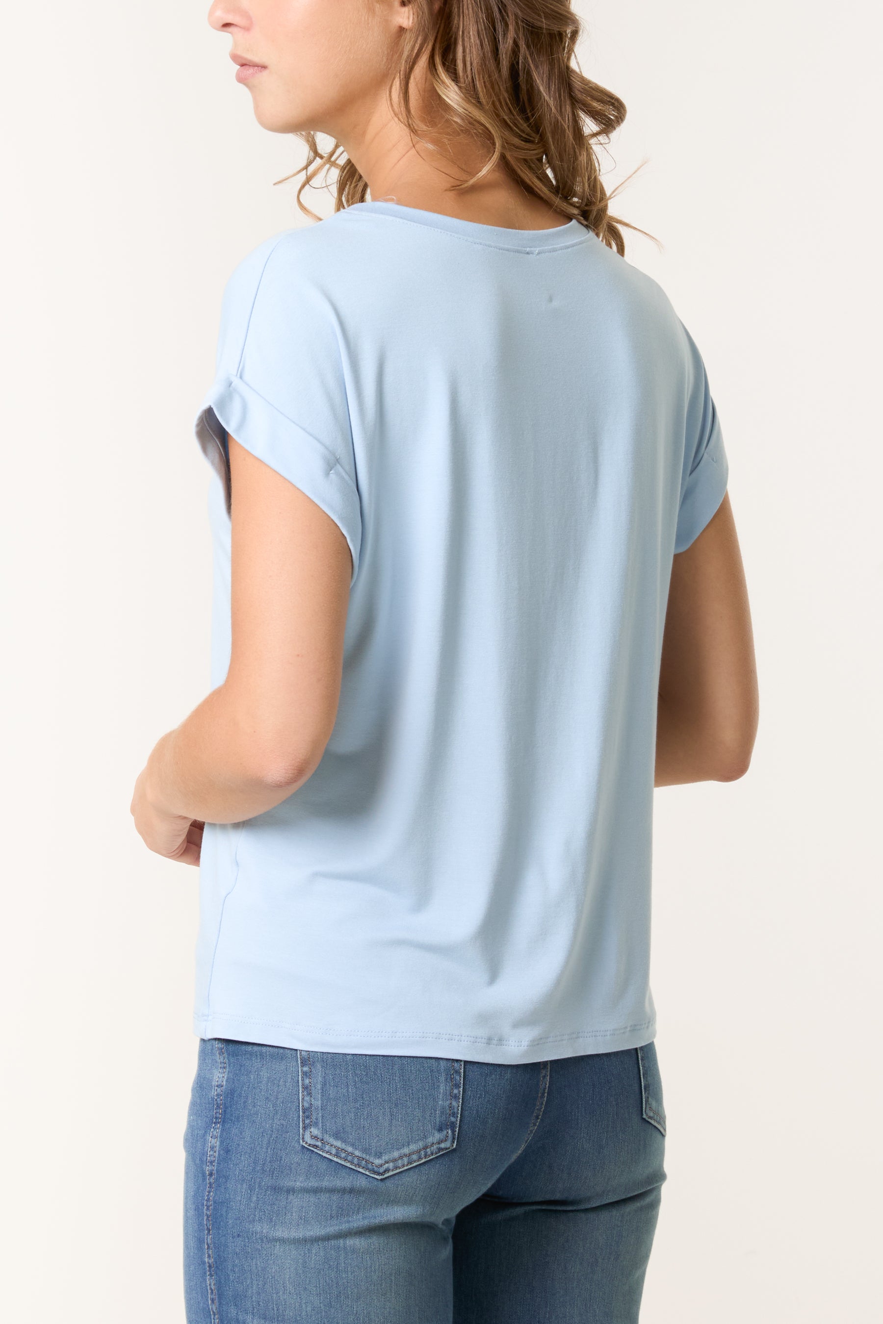 Stretchy Round Neck Short Sleeve T-Shirt