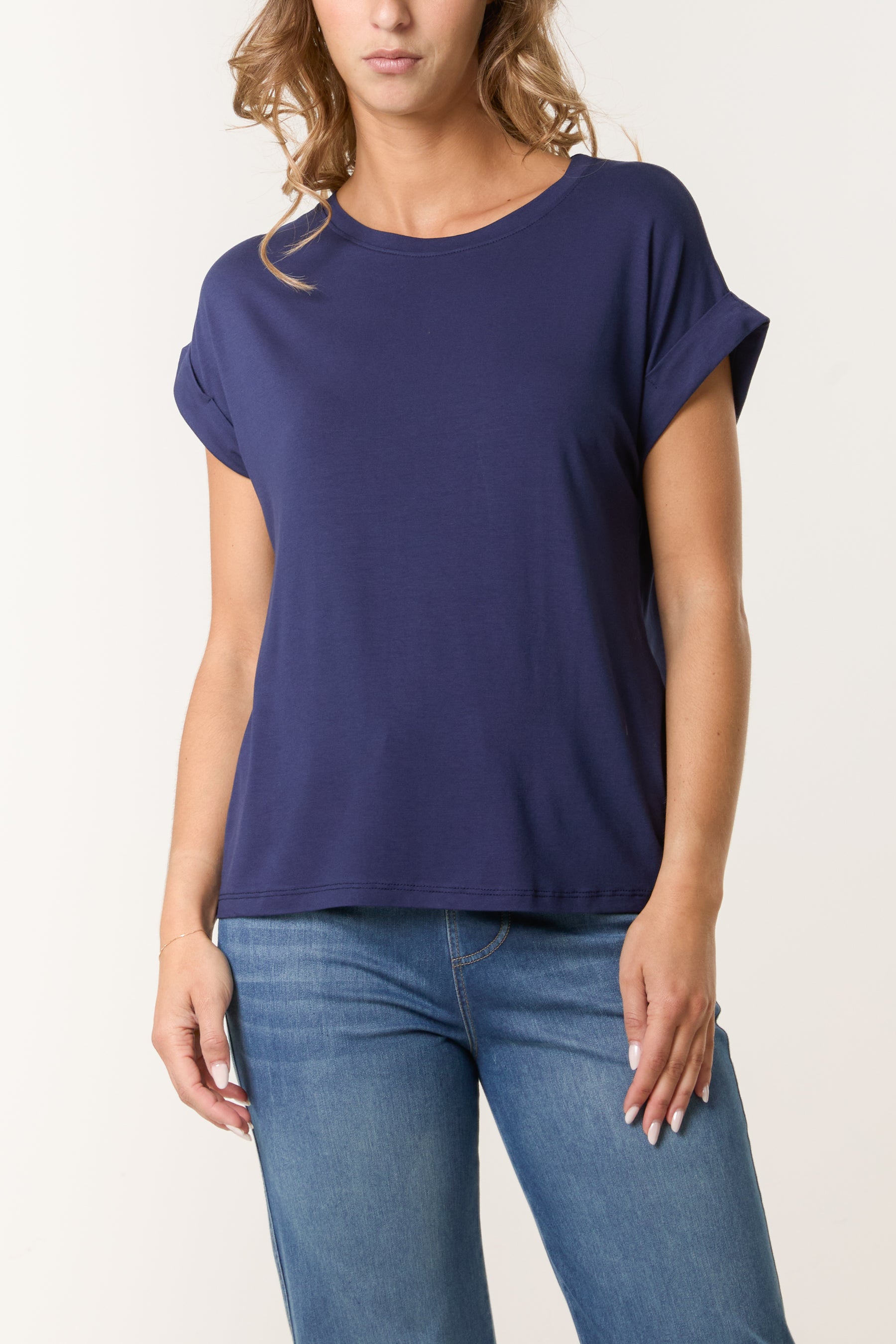 Stretchy Round Neck Short Sleeve T-Shirt