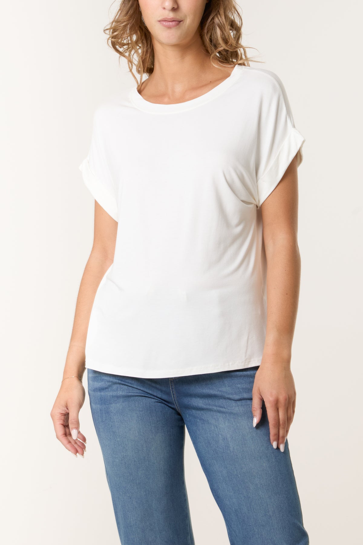 Stretchy Round Neck Short Sleeve T-Shirt