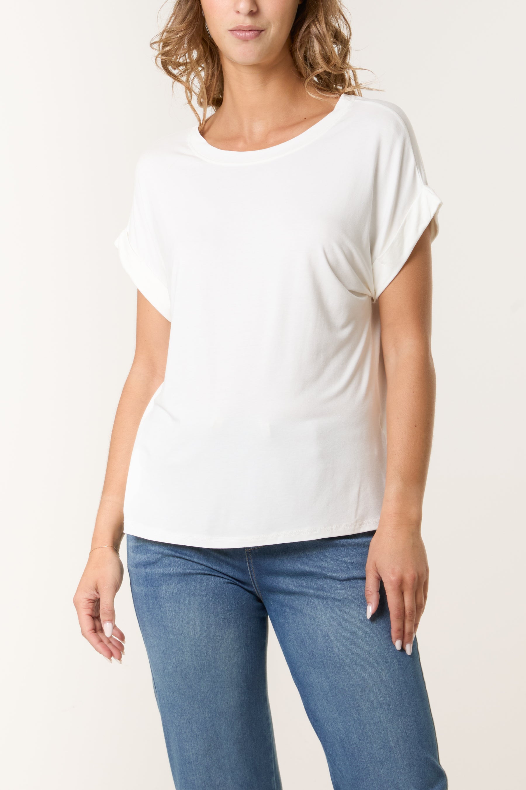 Stretchy Round Neck Short Sleeve T-Shirt
