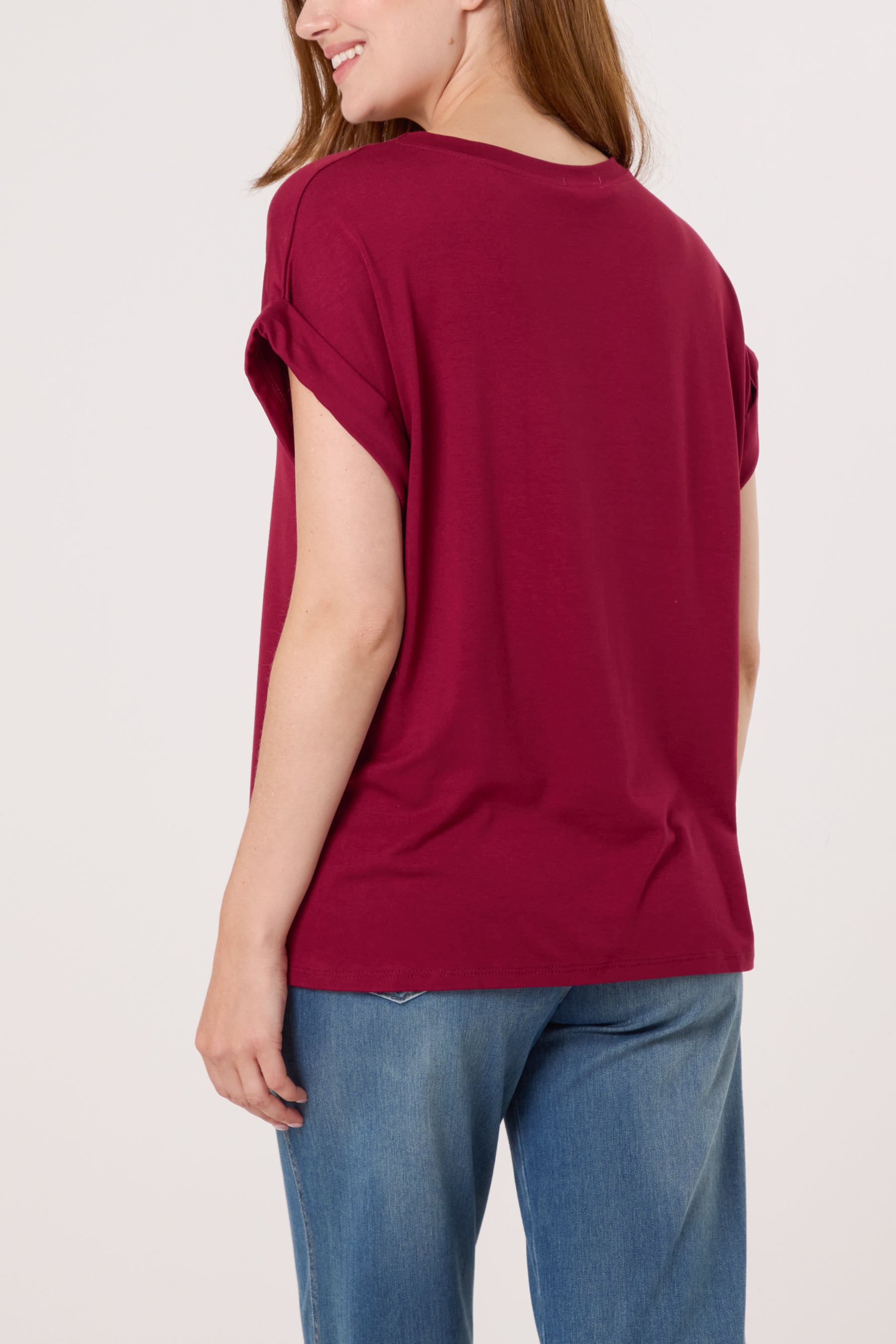 Stretchy Round Neck Short Sleeve T-Shirt