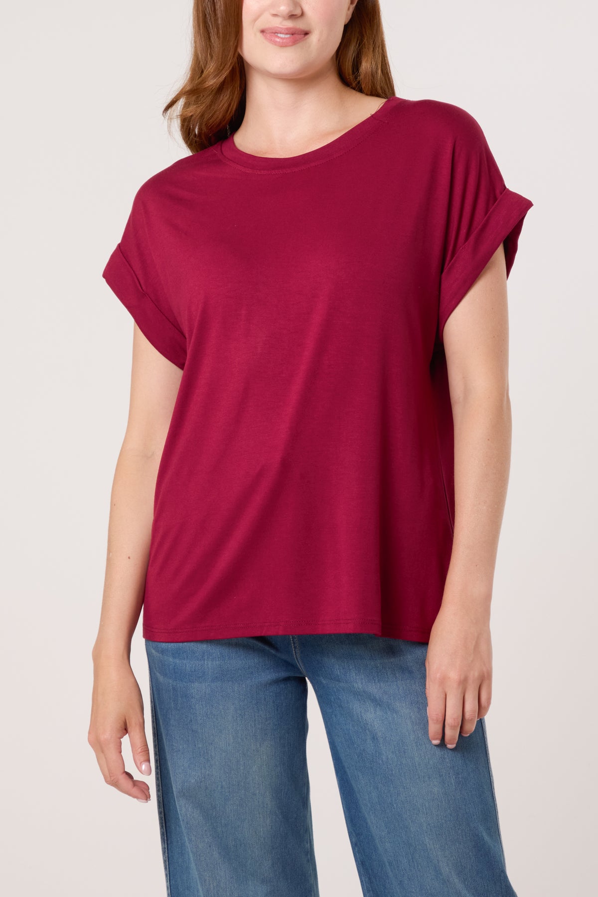Stretchy Round Neck Short Sleeve T-Shirt