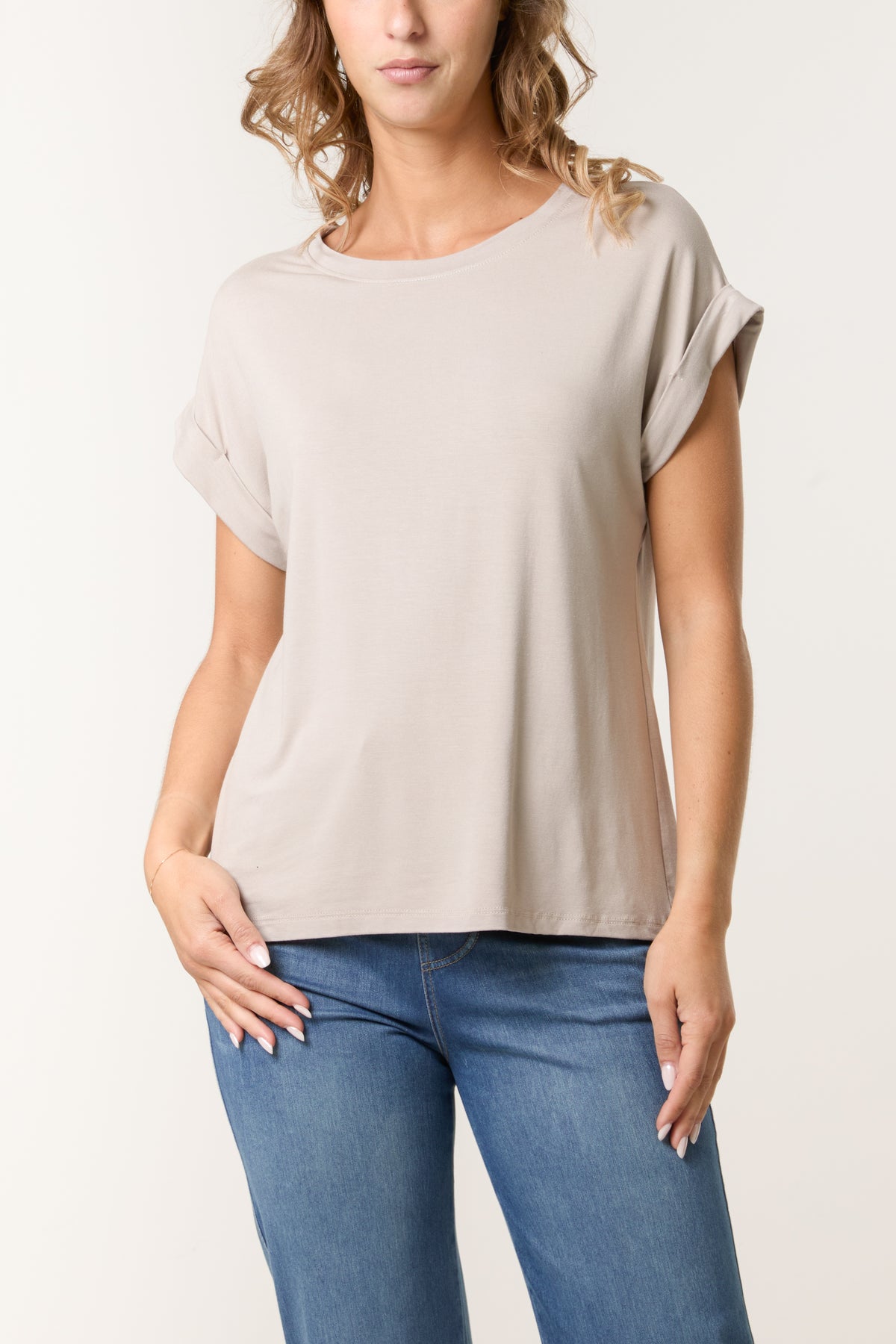 Stretchy Round Neck Short Sleeve T-Shirt