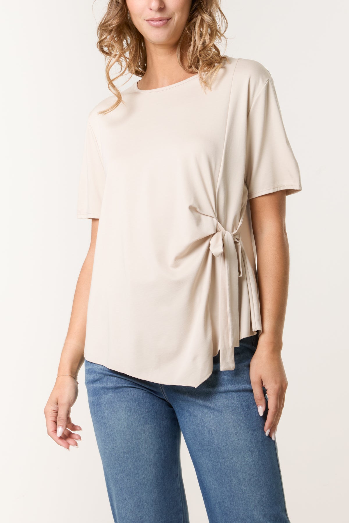 Round Neck Front Tie Top