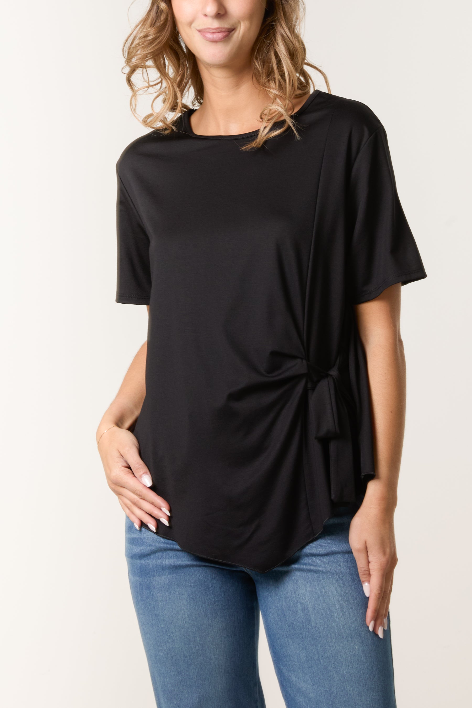 Round Neck Front Tie Top