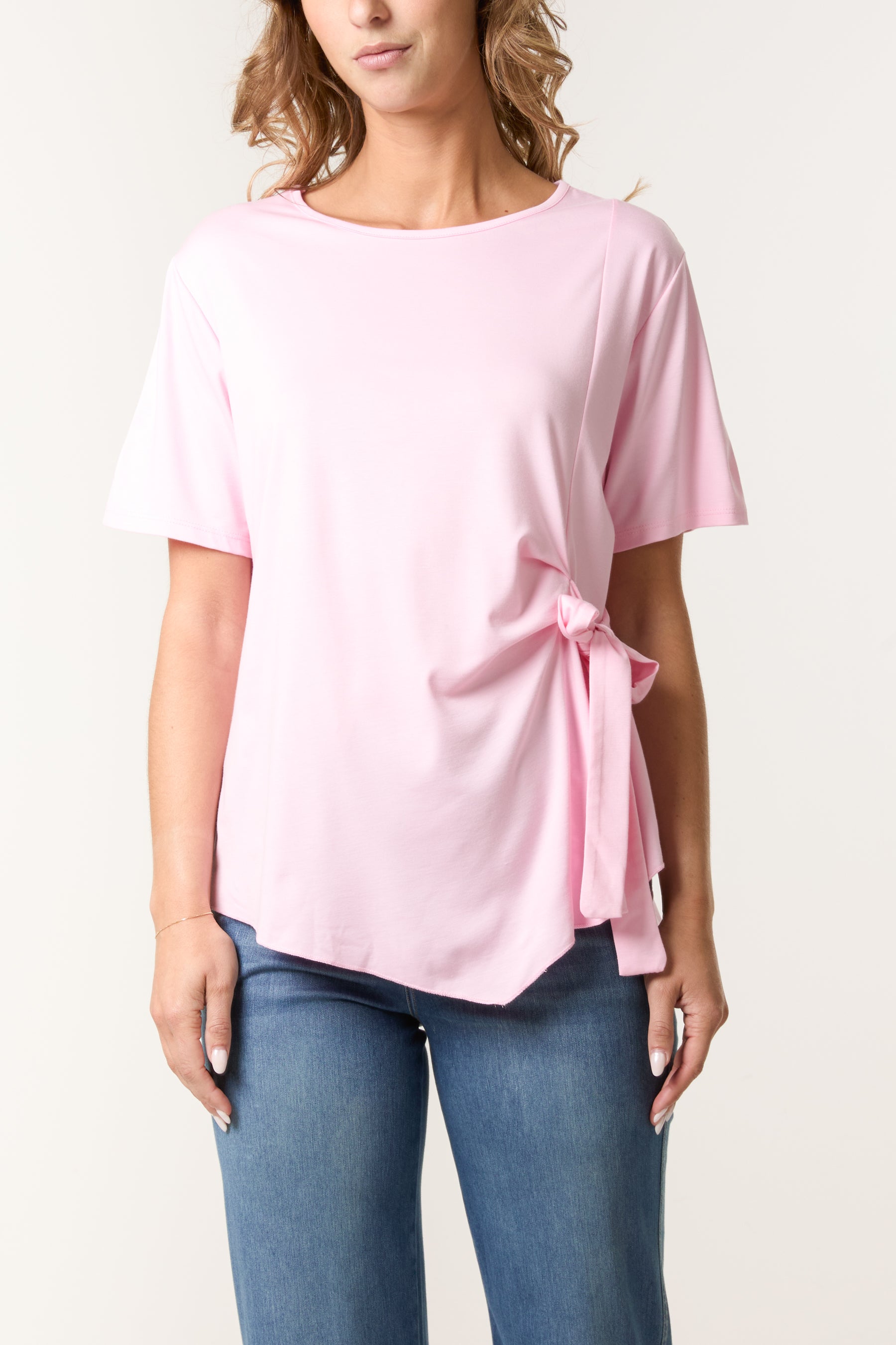 Round Neck Front Tie Top