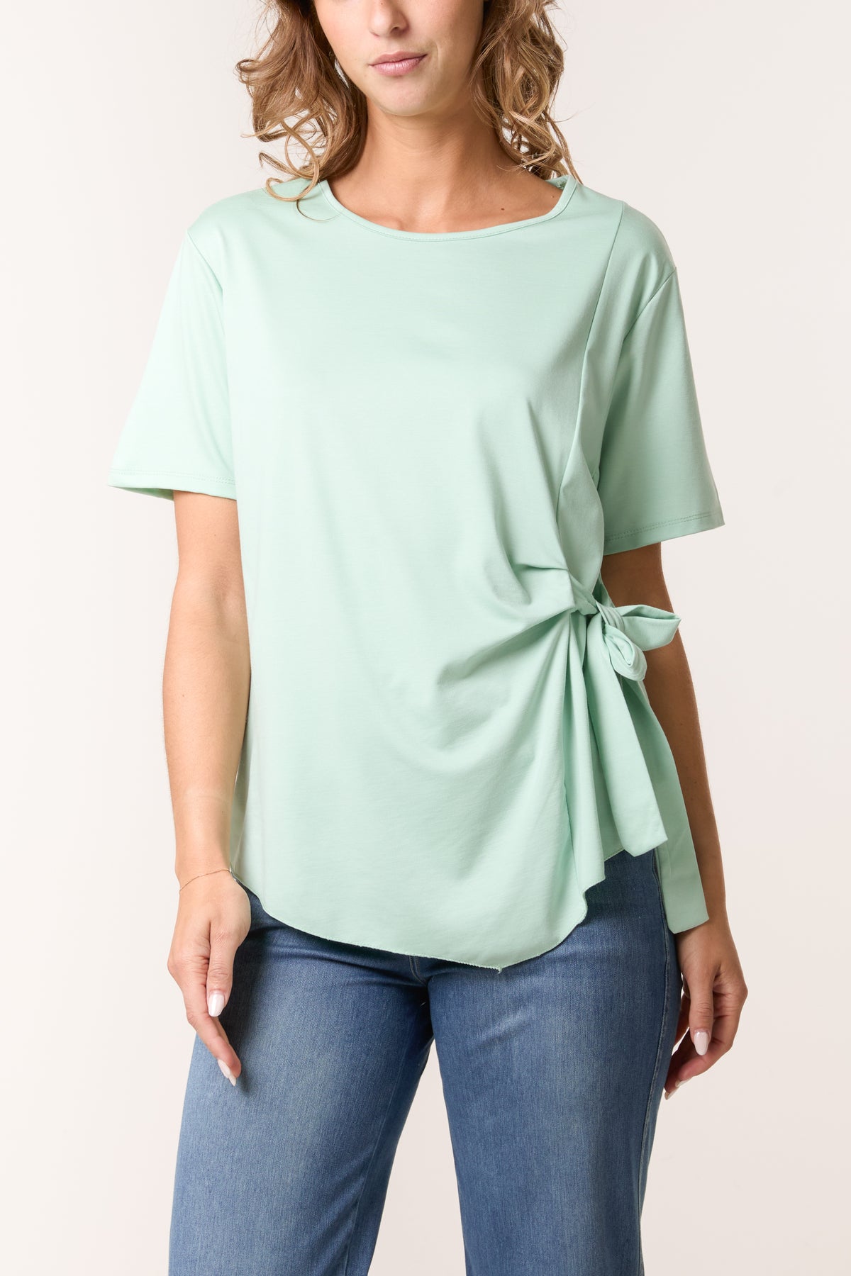 Round Neck Front Tie Top