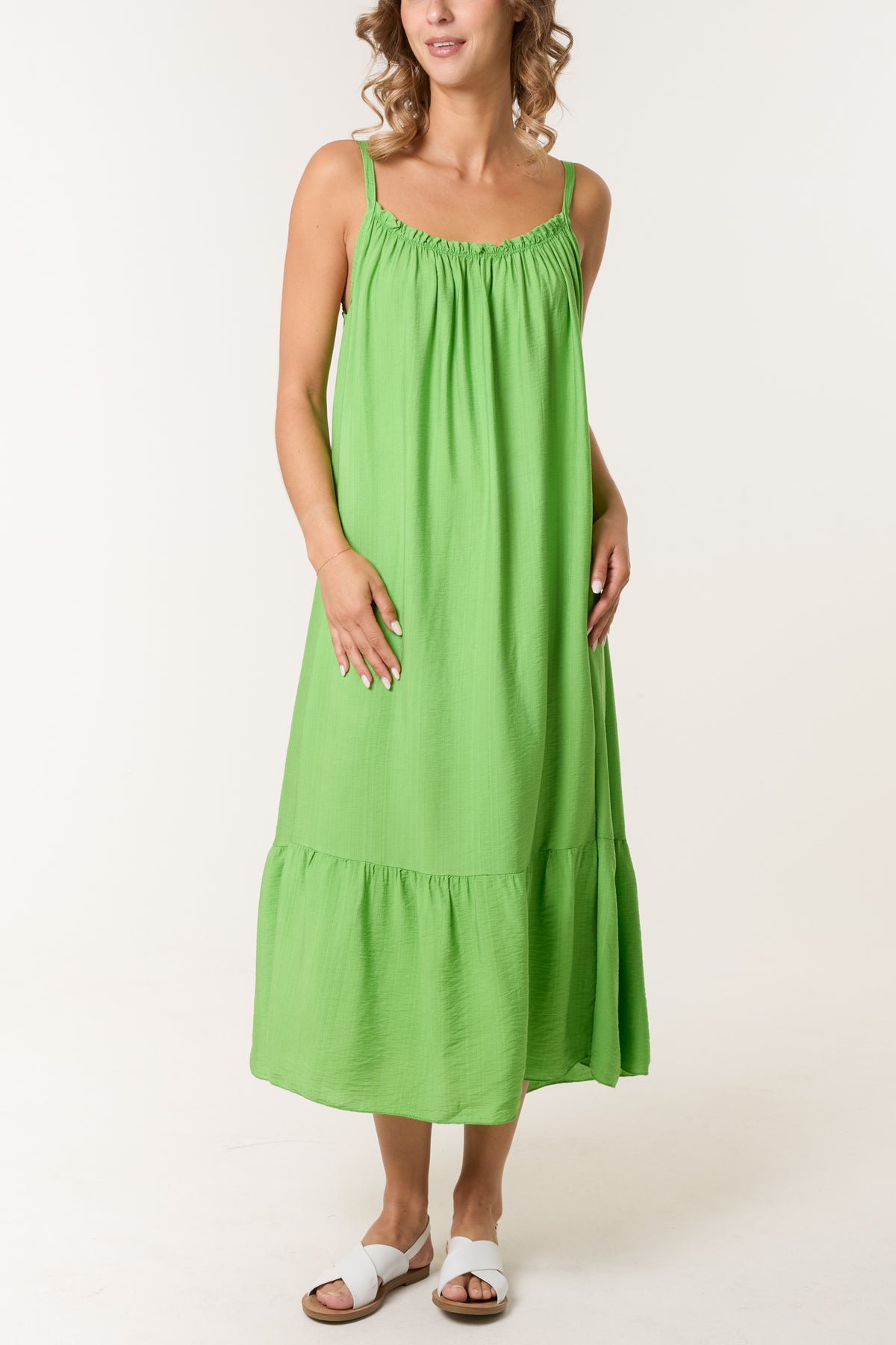 Cami Strap Tiered Midi Dress