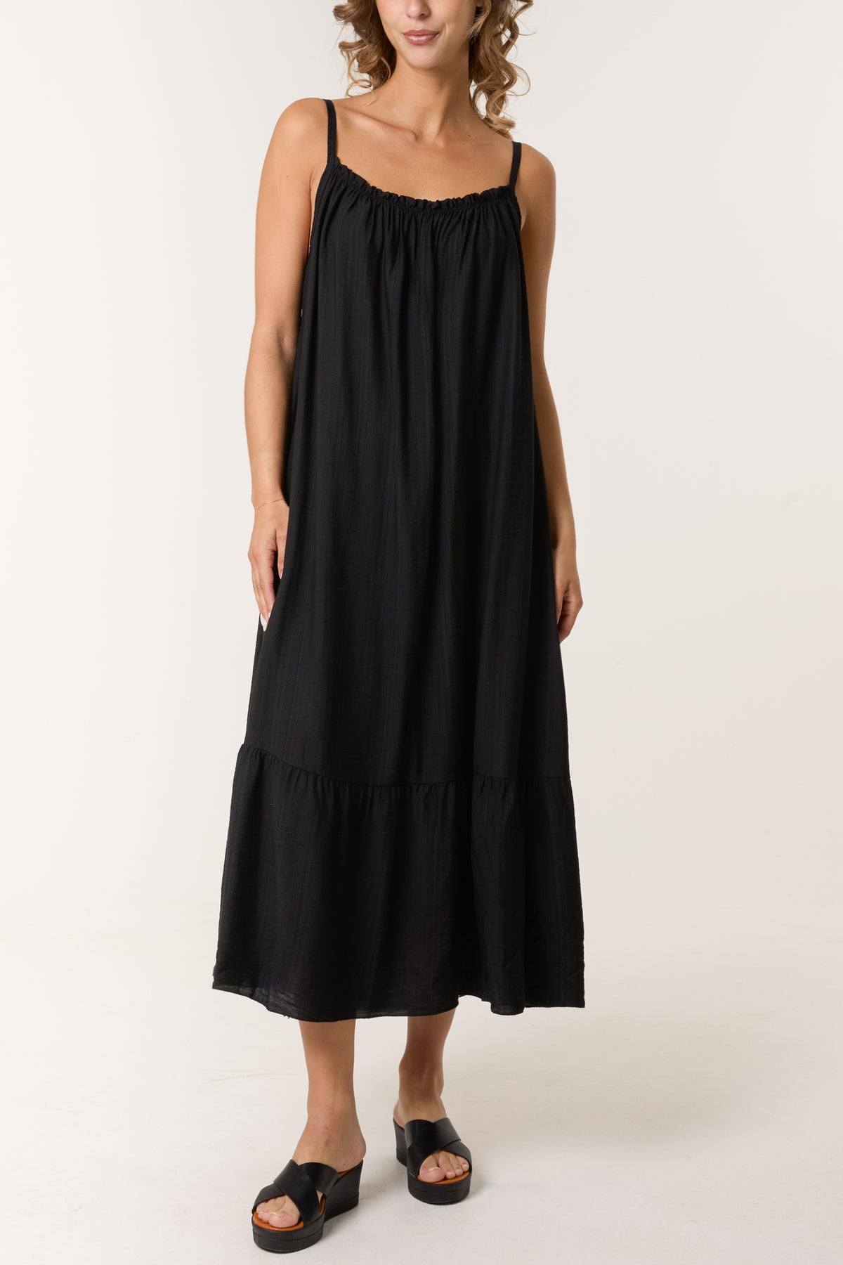 Cami Strap Tiered Midi Dress