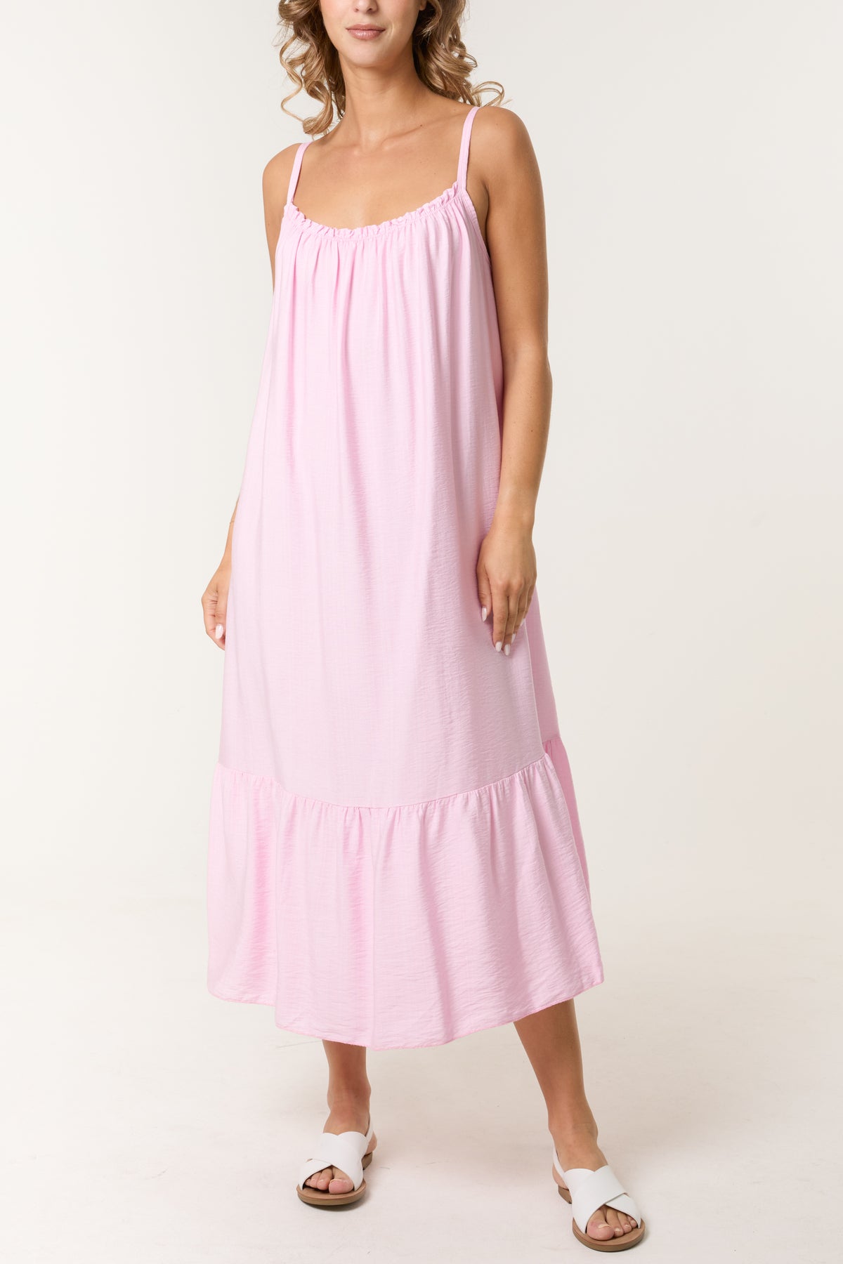 Cami Strap Tiered Midi Dress