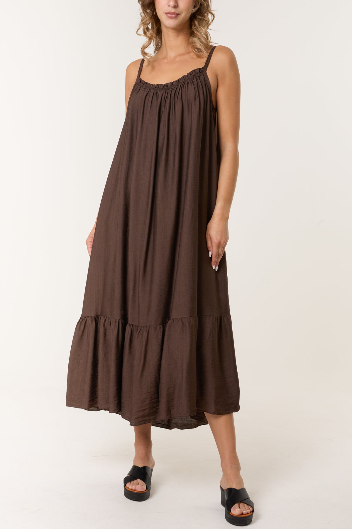 Cami Strap Tiered Midi Dress