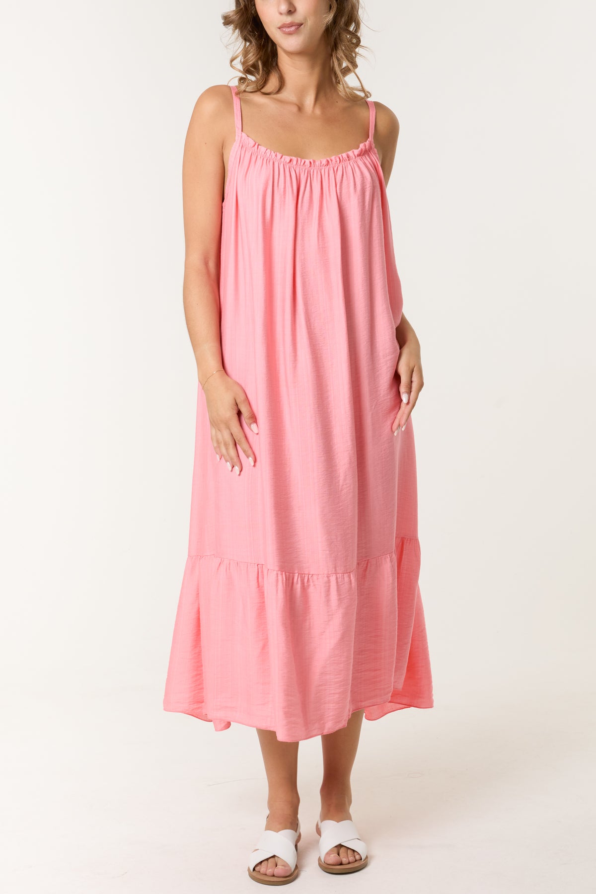 Cami Strap Tiered Midi Dress
