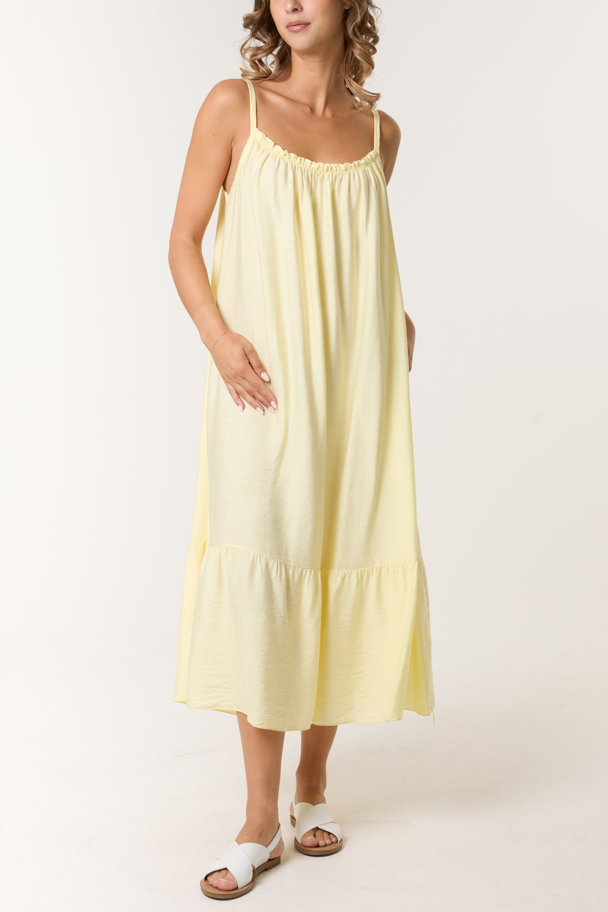 Cami Strap Tiered Midi Dress