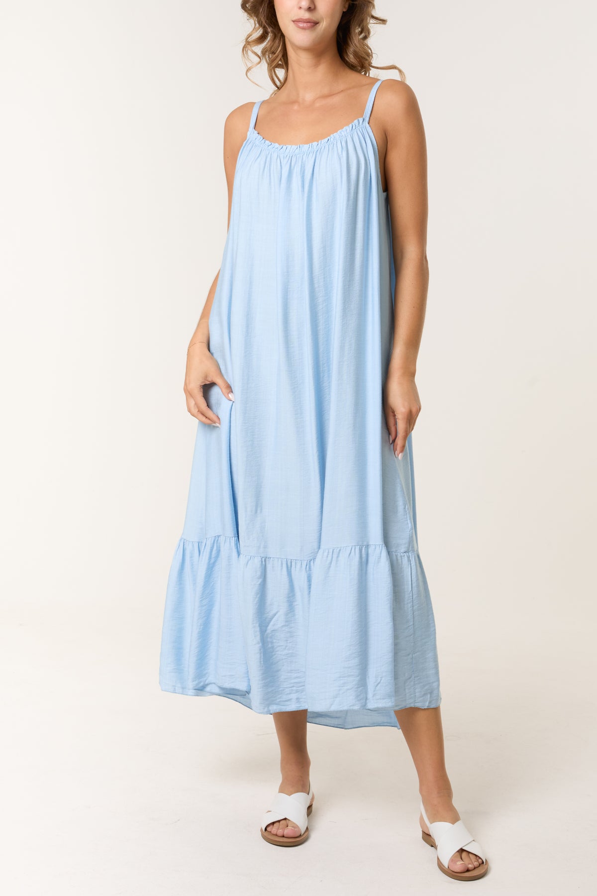 Cami Strap Tiered Midi Dress