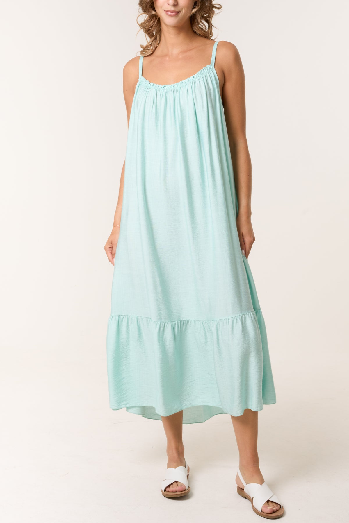 Cami Strap Tiered Midi Dress
