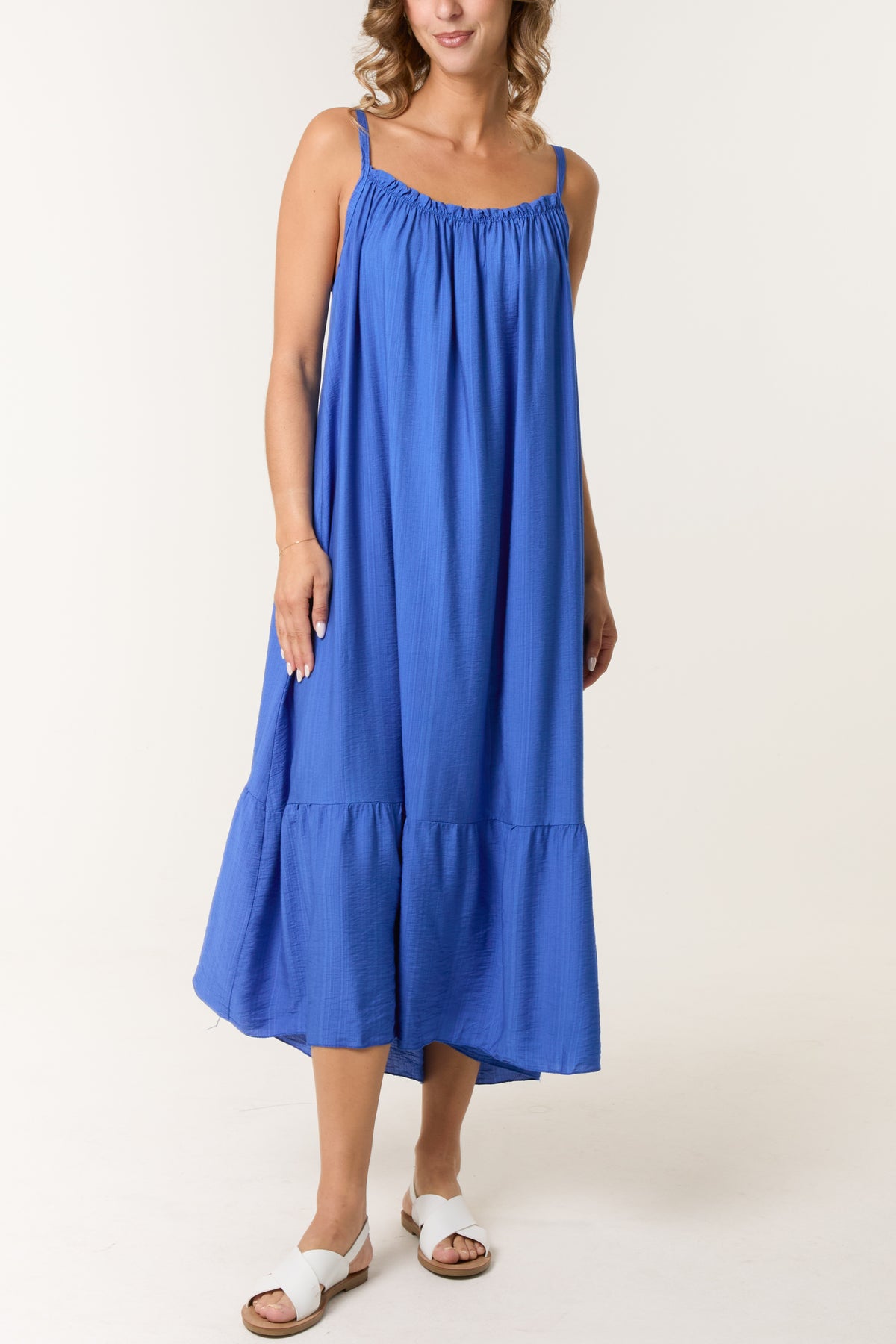 Cami Strap Tiered Midi Dress