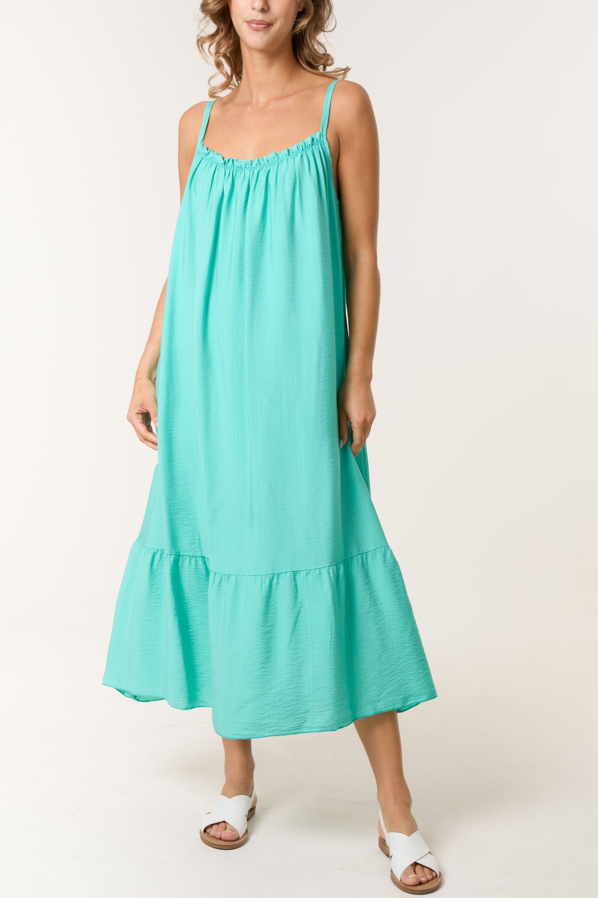 Cami Strap Tiered Midi Dress
