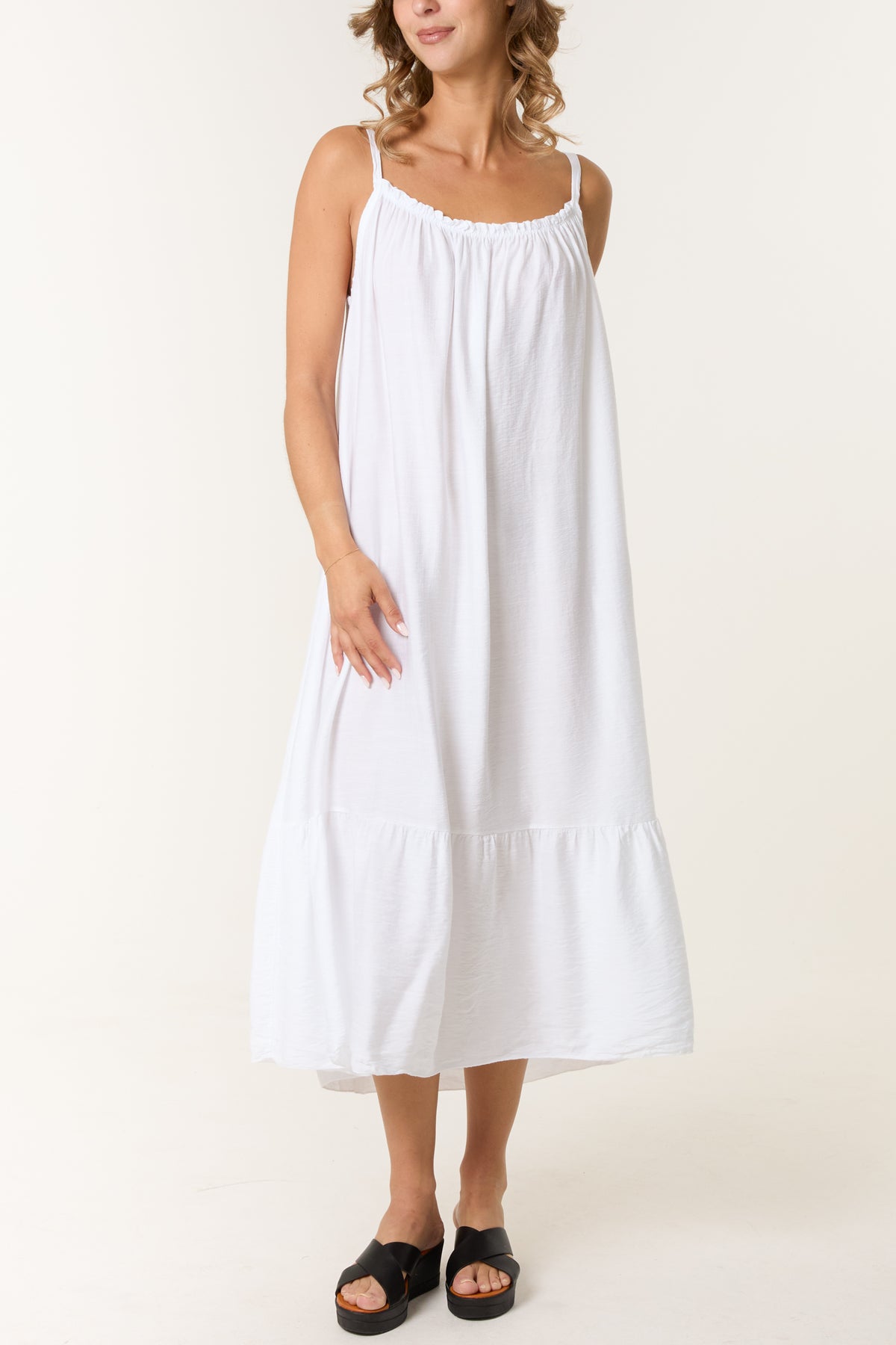 Cami Strap Tiered Midi Dress
