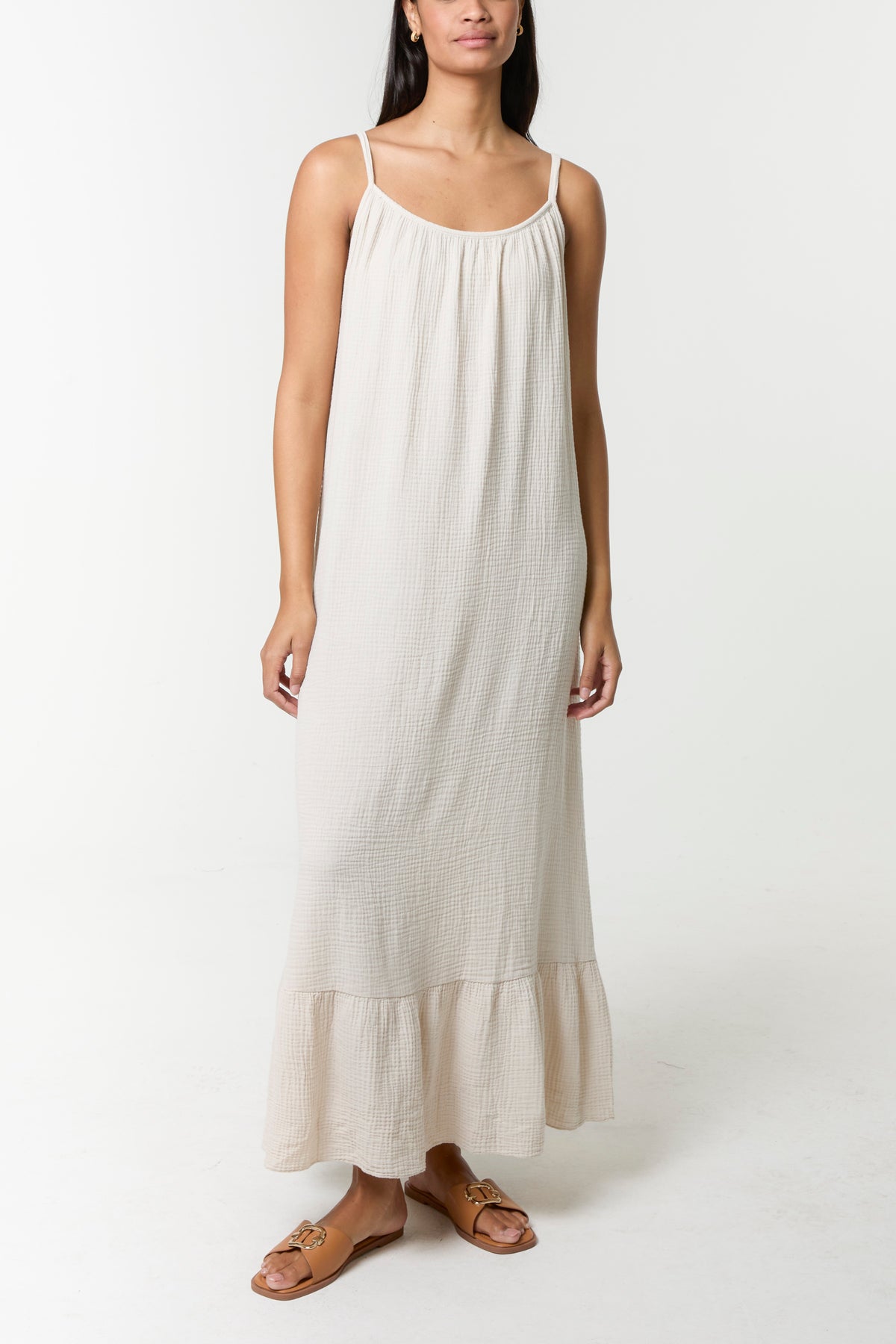 Cotton Backless Cami Maxi Dress